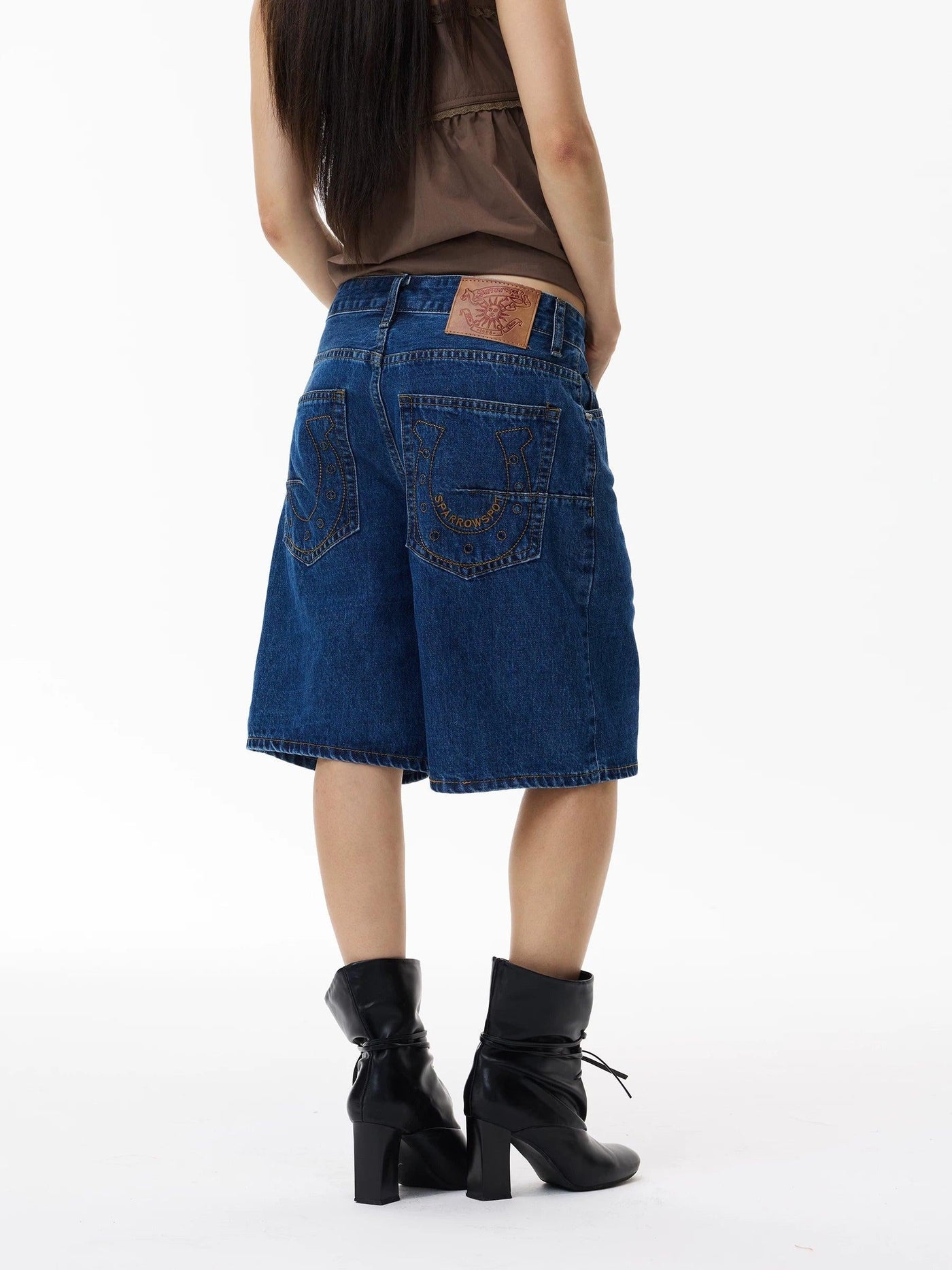 Retro Blue Straight Denim Shorts