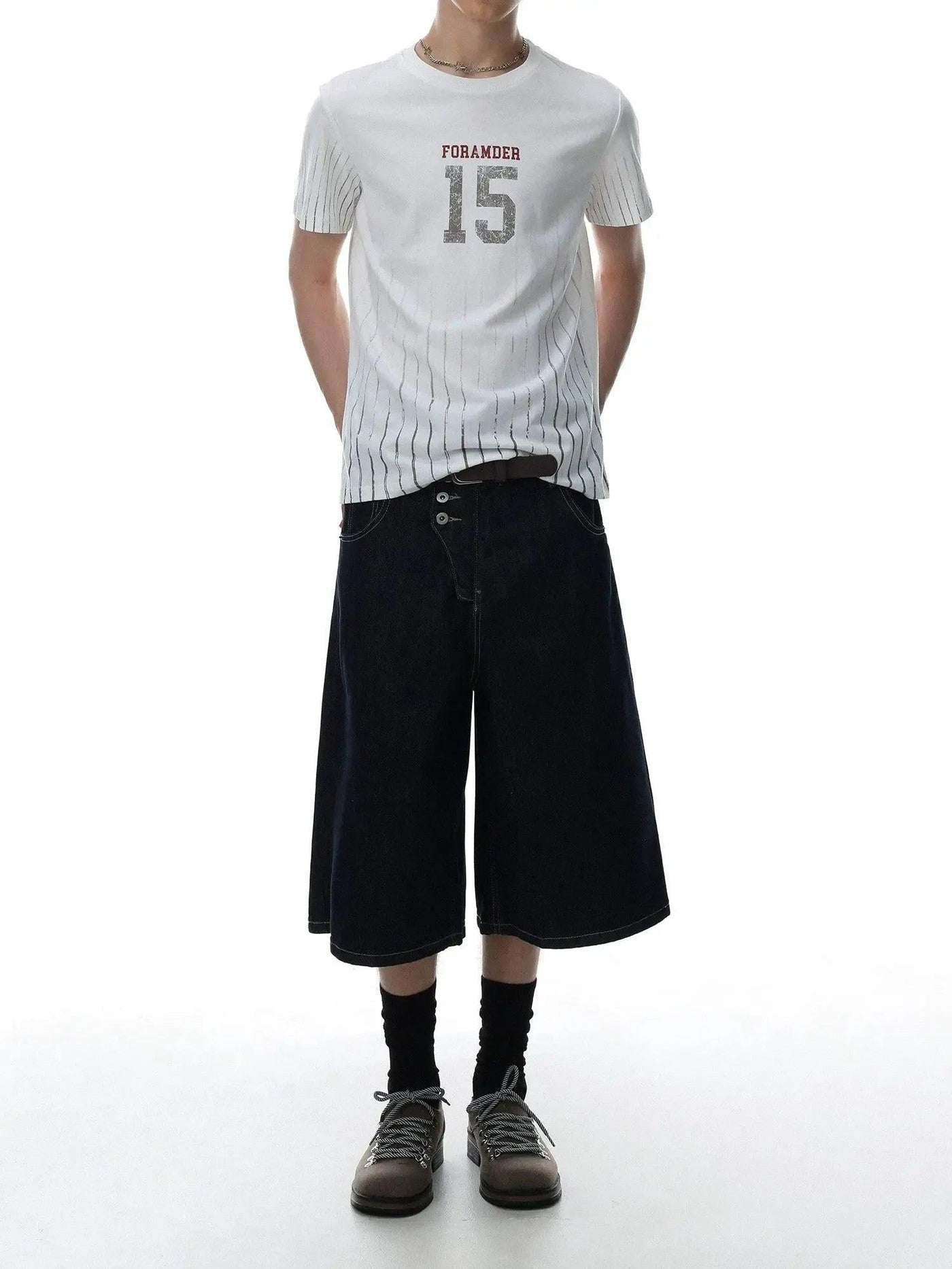Faded Wide Leg Denim Shorts