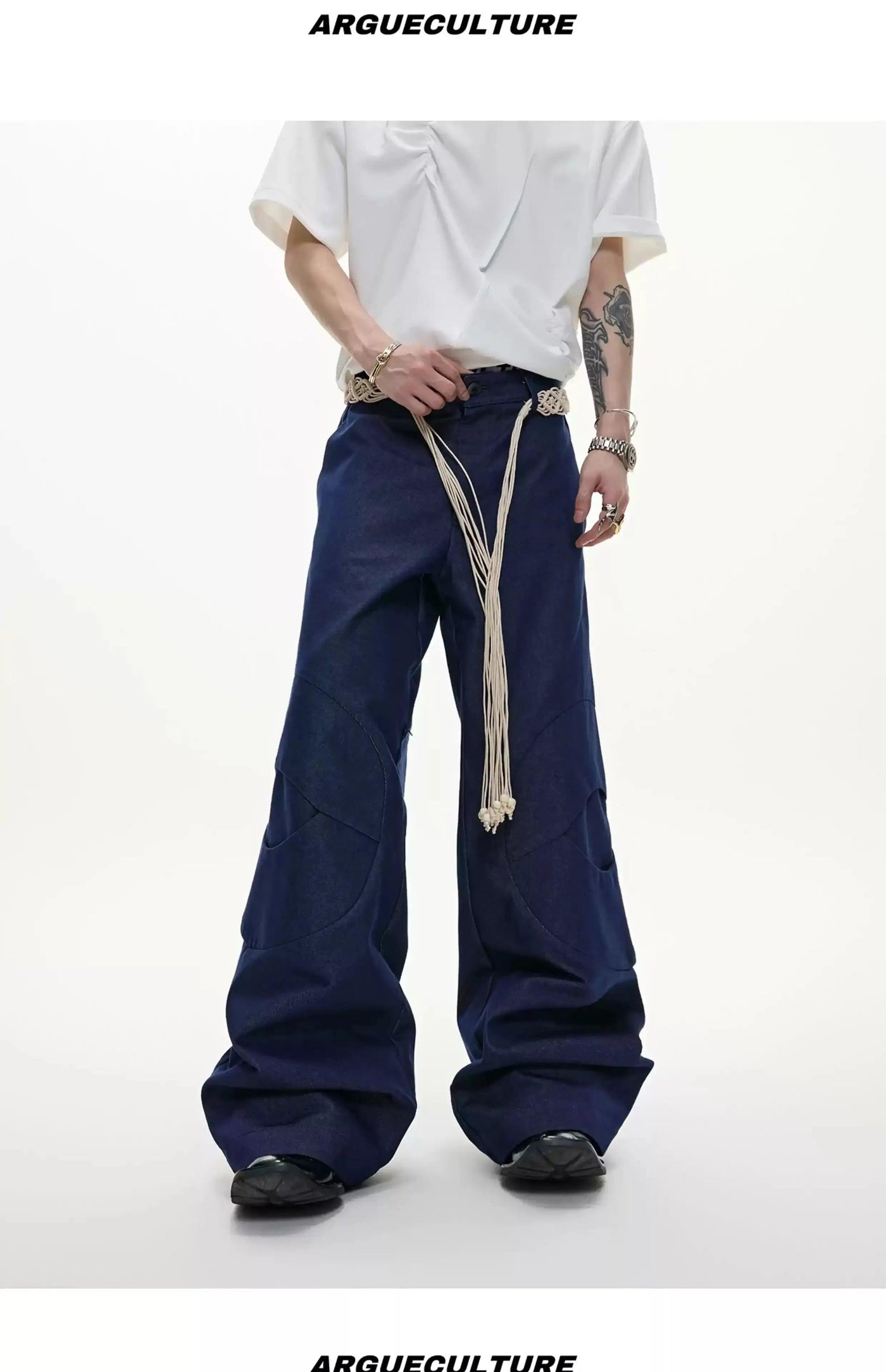 Belted Strap Structured Jeans