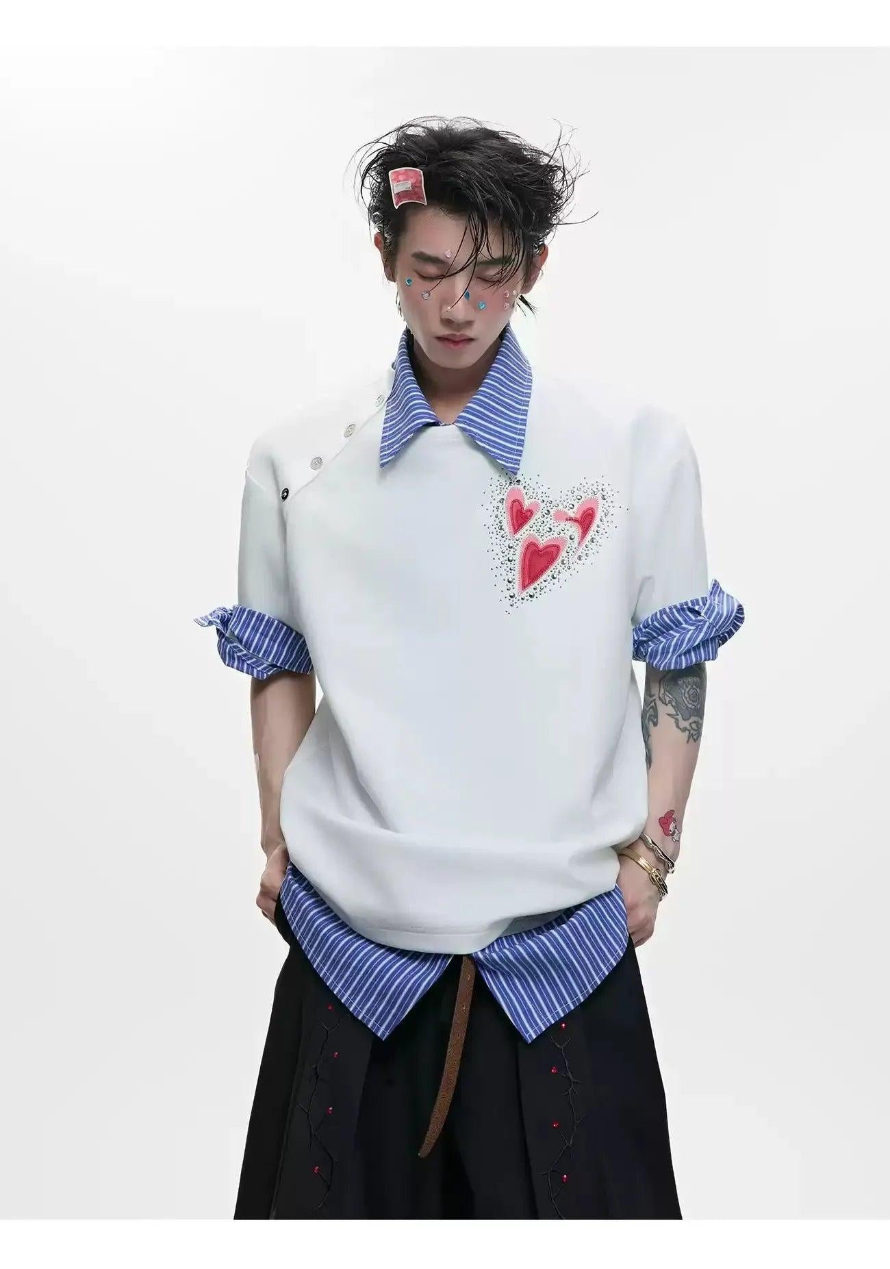 Irregular Neckline Print T-Shirt
