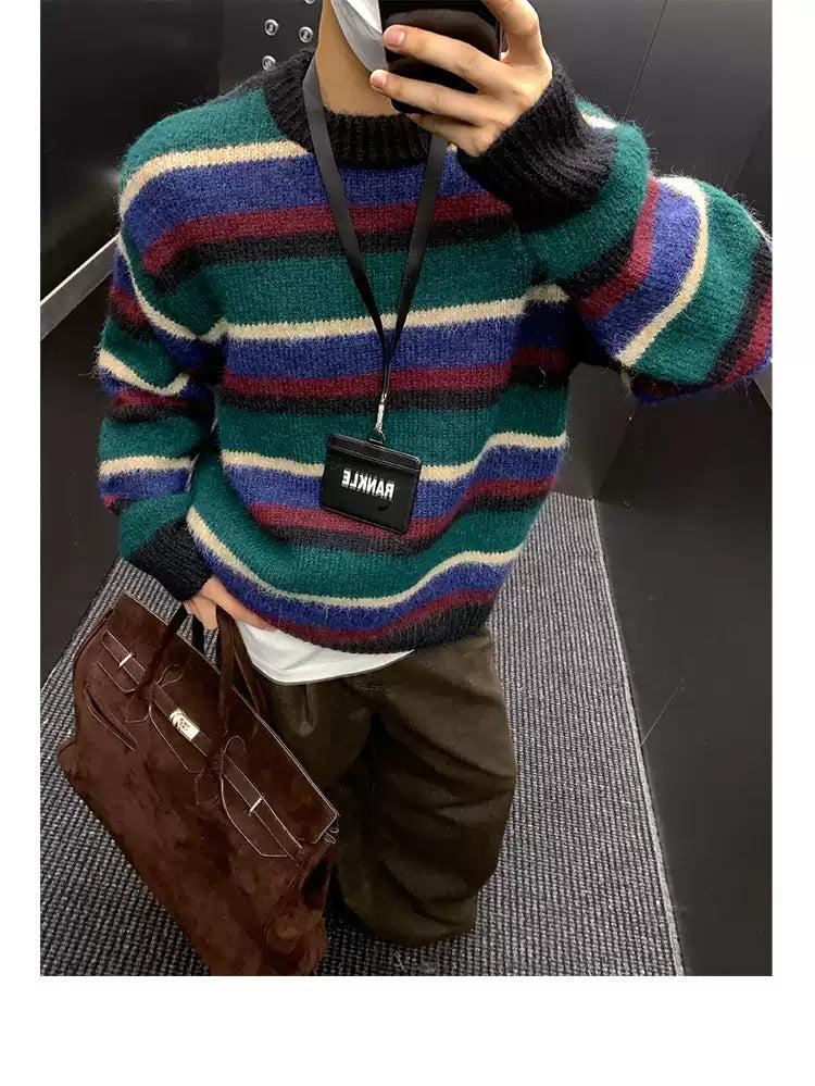 Vintage Striped Round Neck Sweater