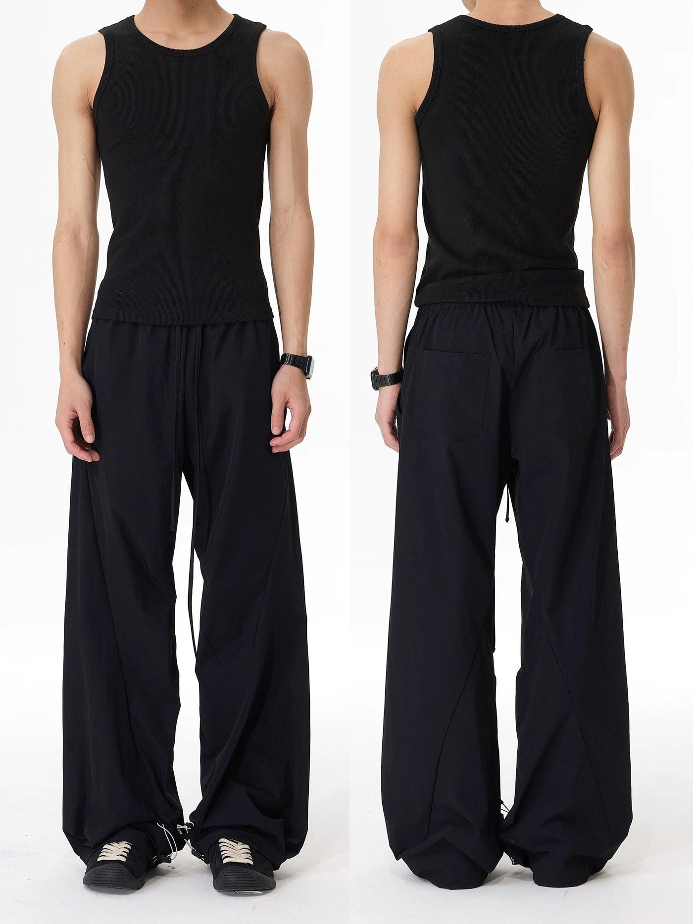 Curved Cut Drawstring Outdoor Pants