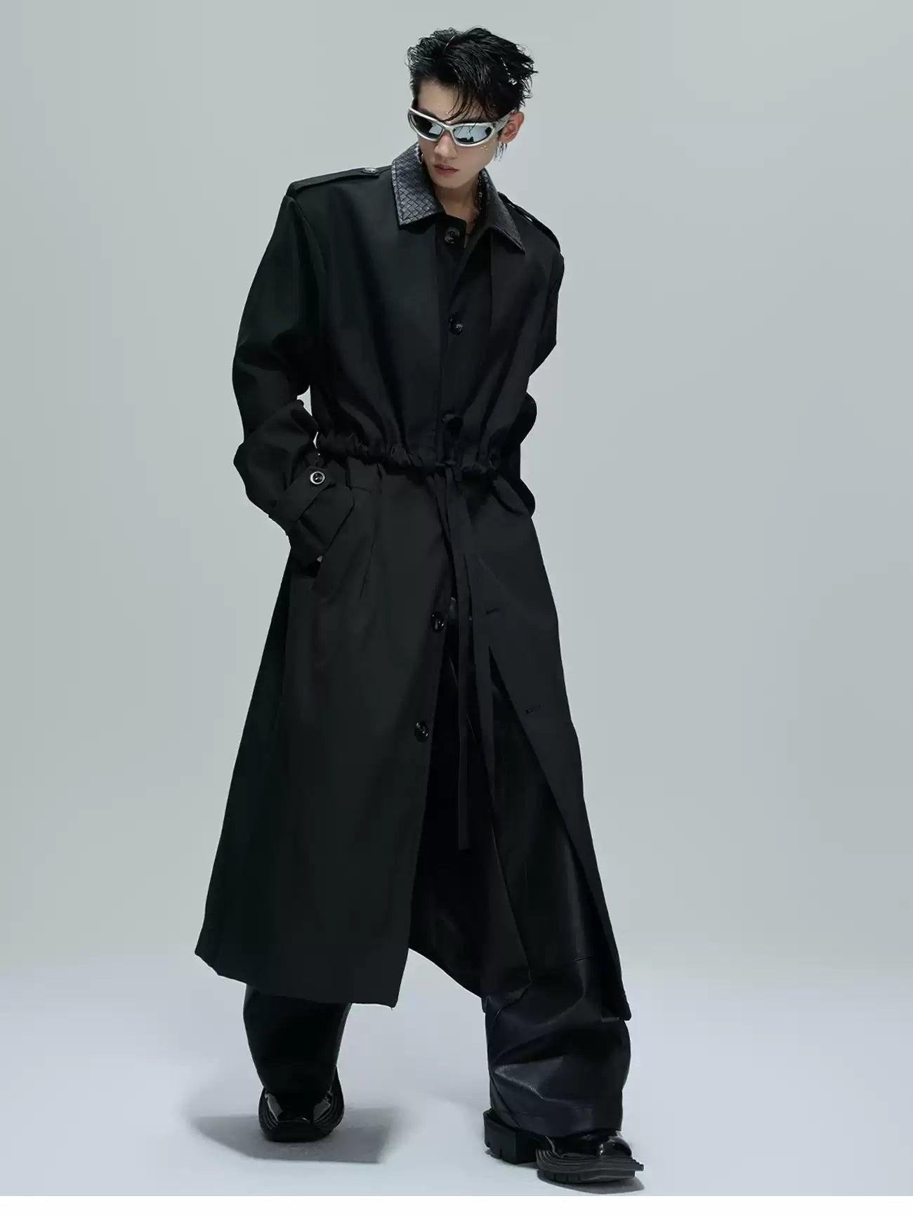 Cinched Waist Versatile Long Coat