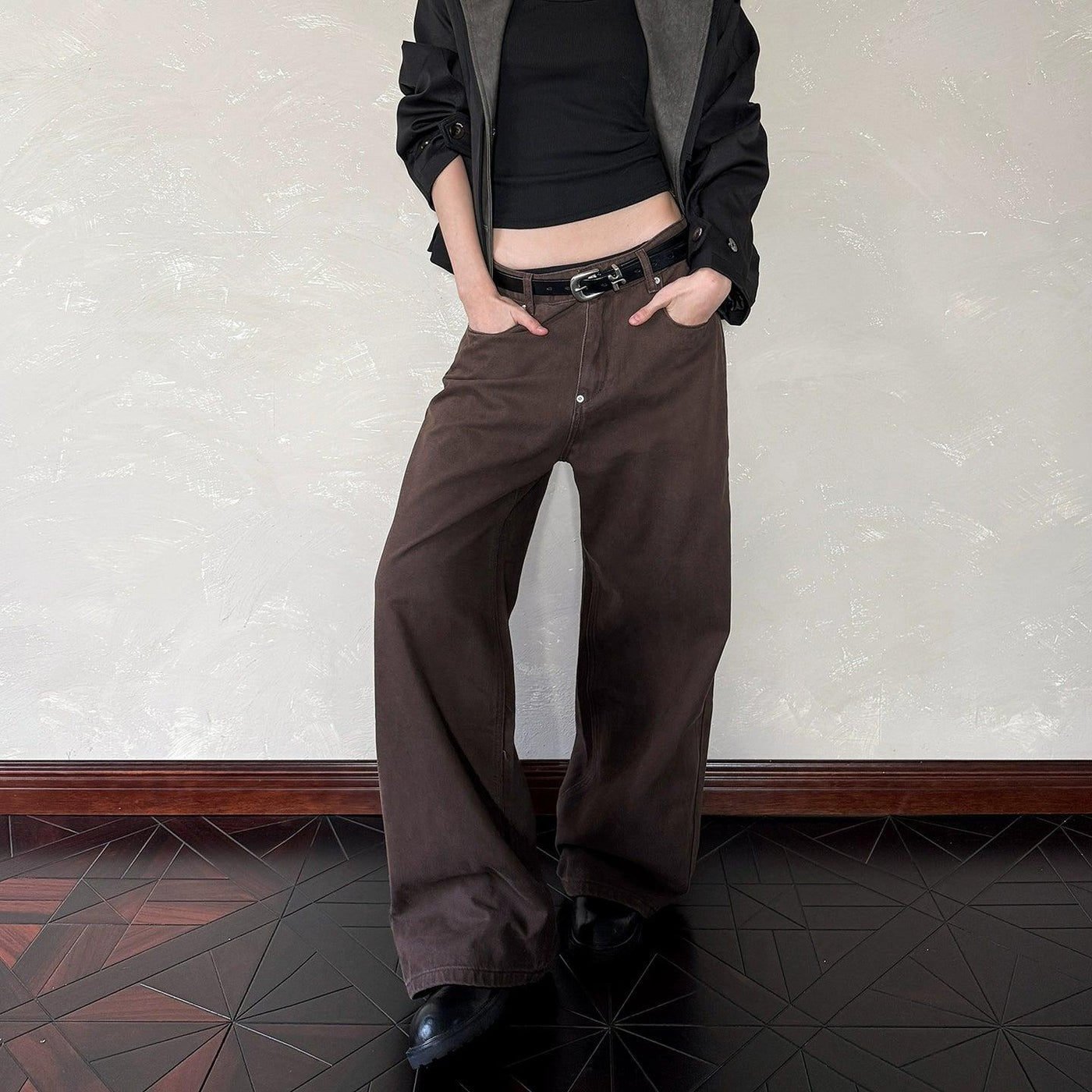 Solid Straight Leg Pants
