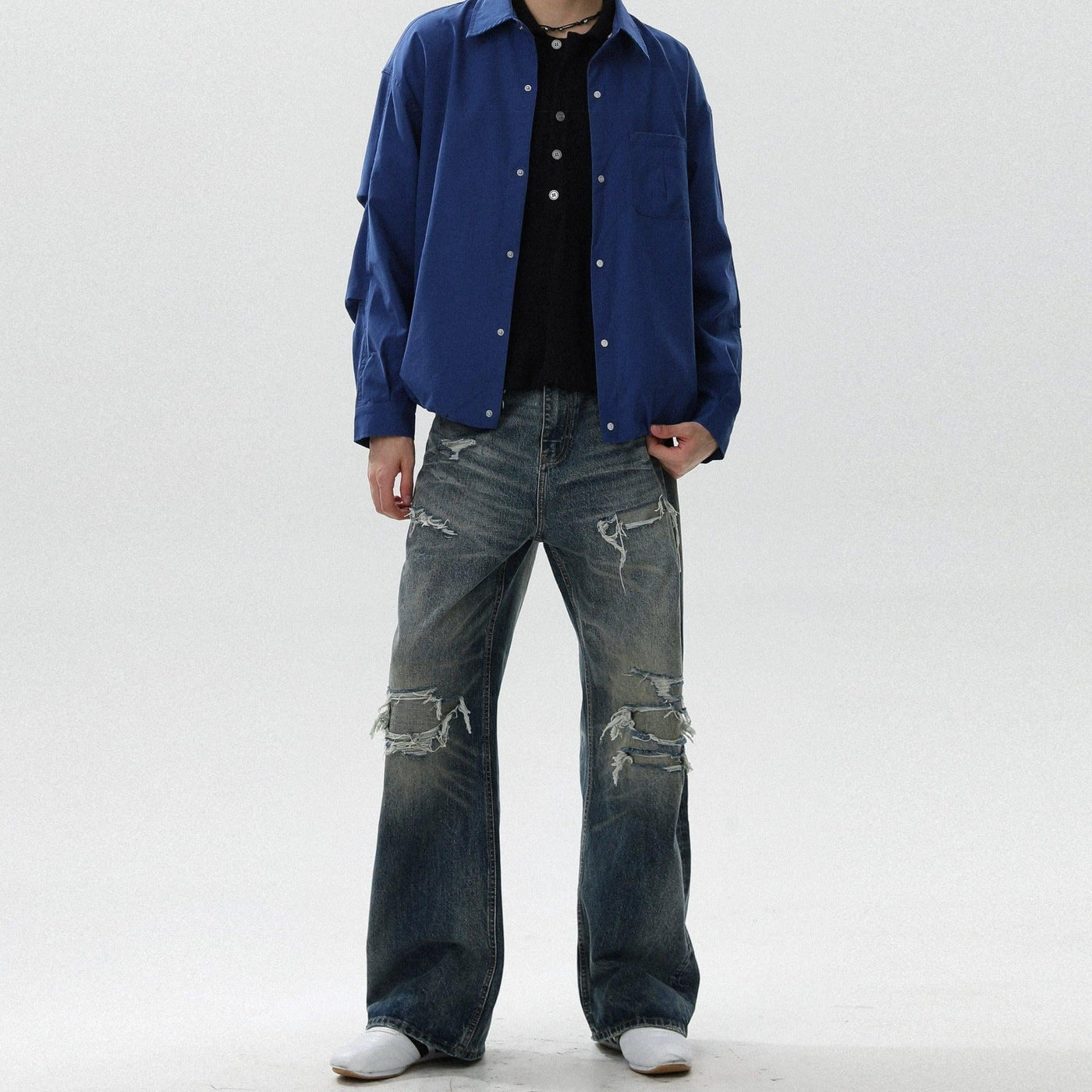 Faded Fray Ripped Jeans
