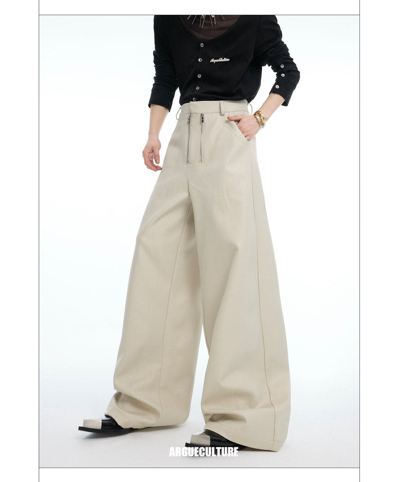 Double-Zip Textured Trousers