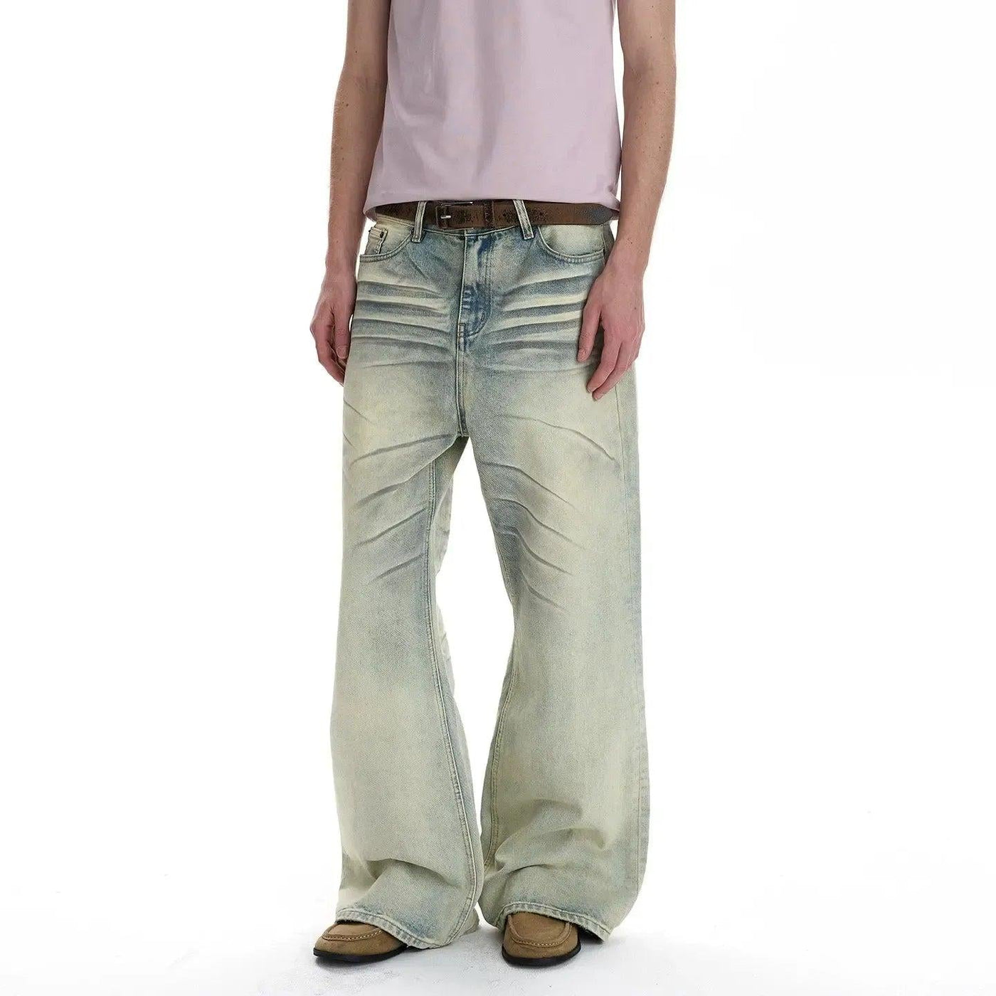 Whisker Faded Flared Jeans