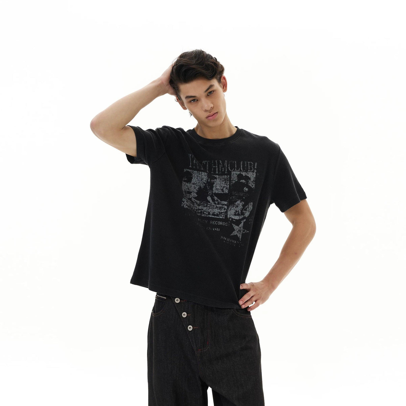 Graphic Print Ribbed T-Shirt
