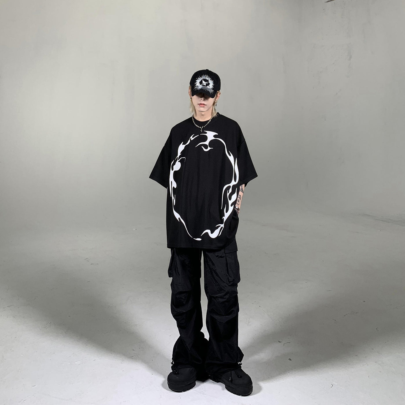 Label Embroidered Cargo Pants