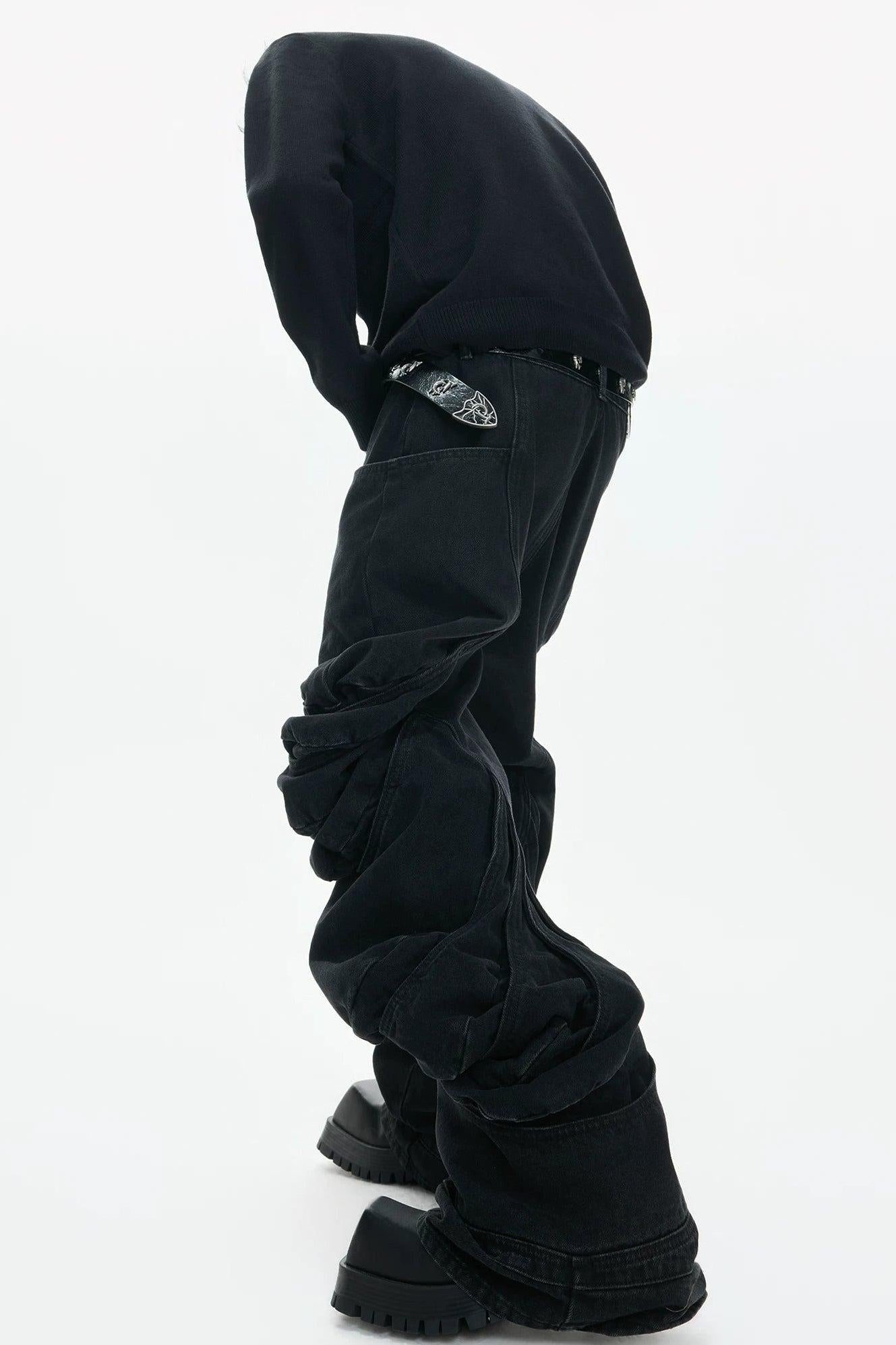 Grunge Pleat Detail Jeans