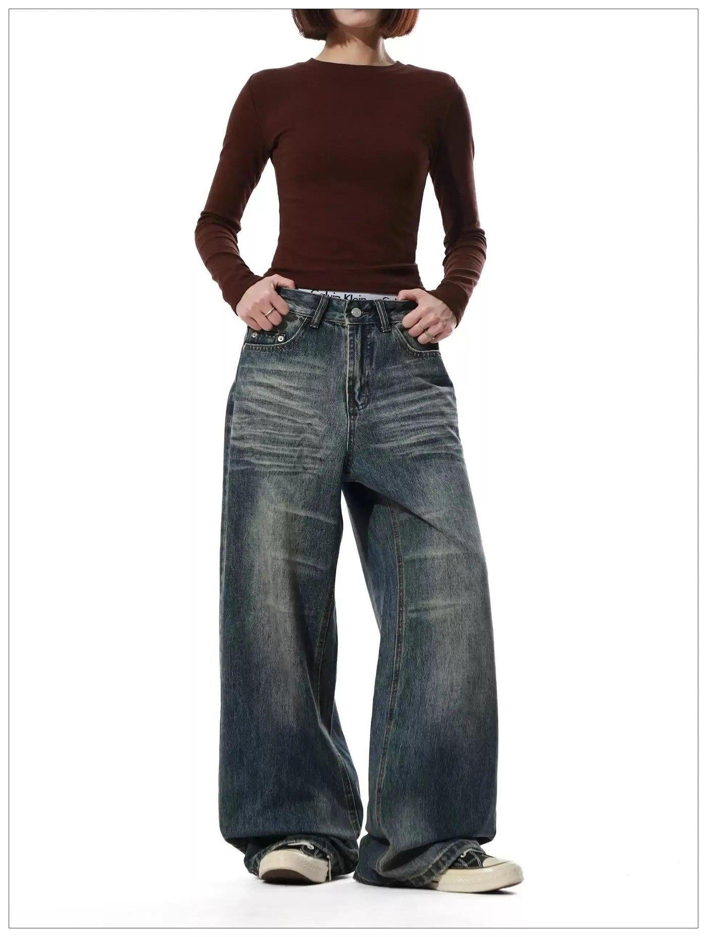 Faded Whiskers Straight Leg Jeans