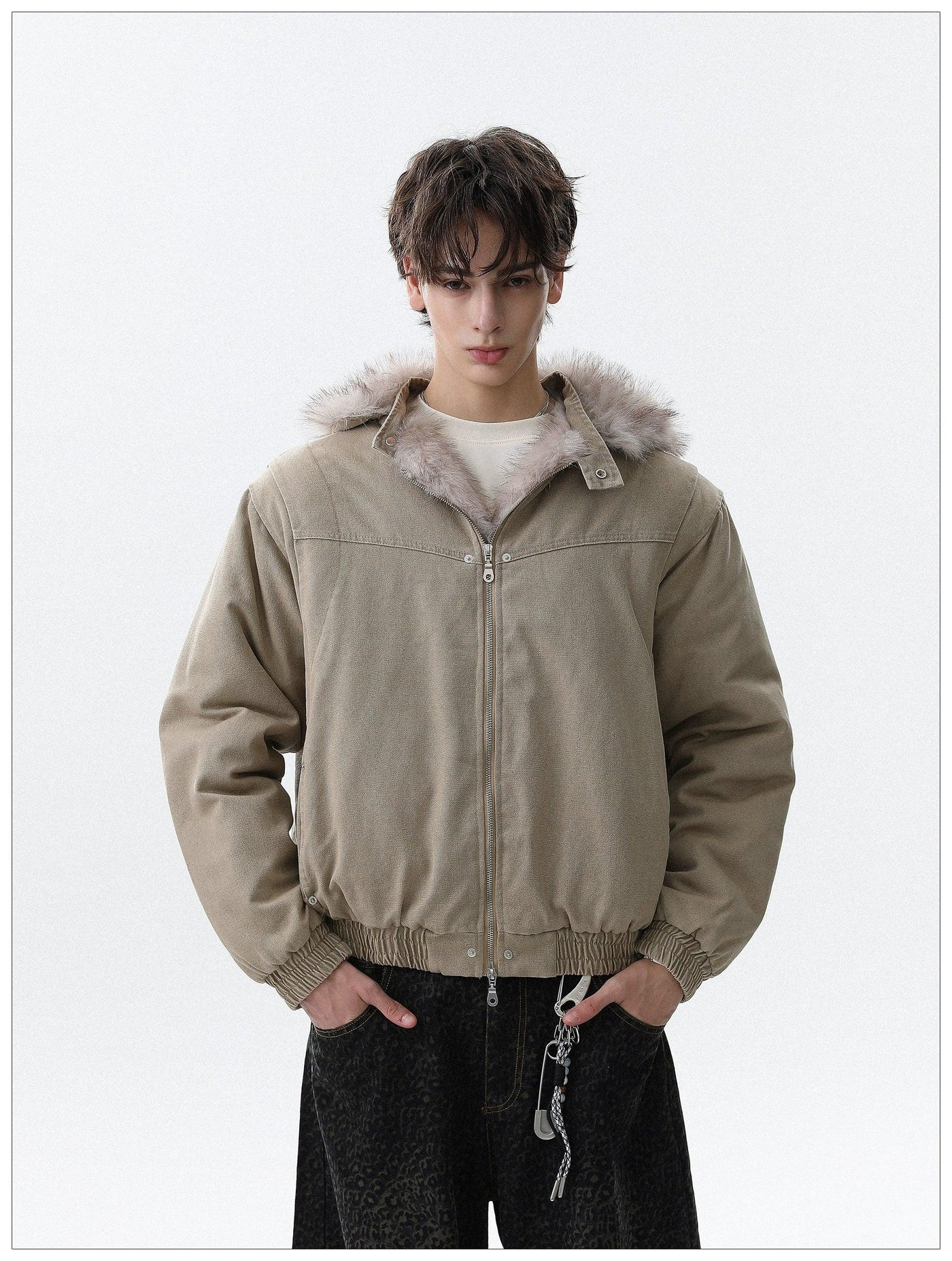 Faux Fur Lining Zipped Jacket