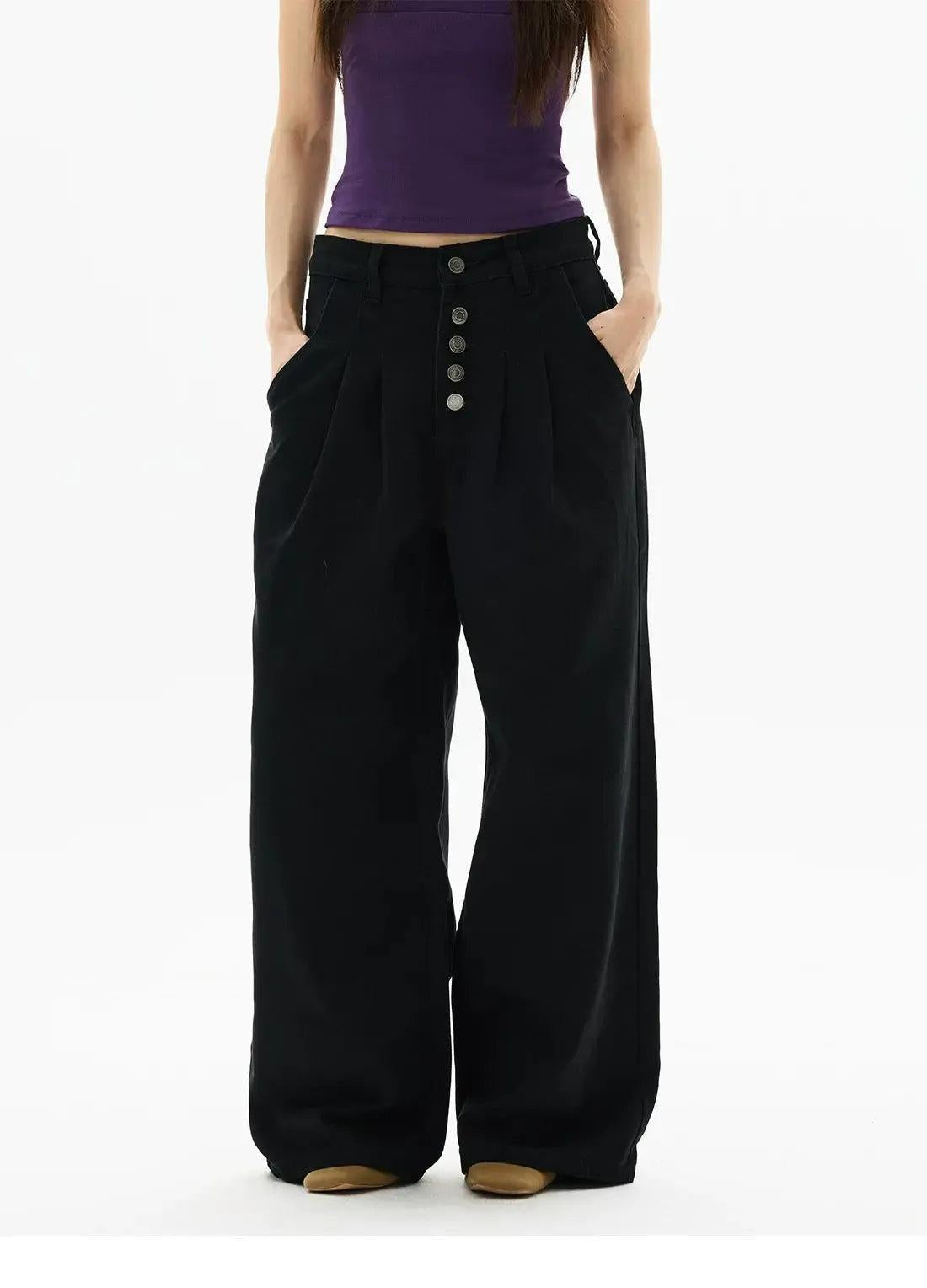 Contrast Outlined Buttoned Jeans