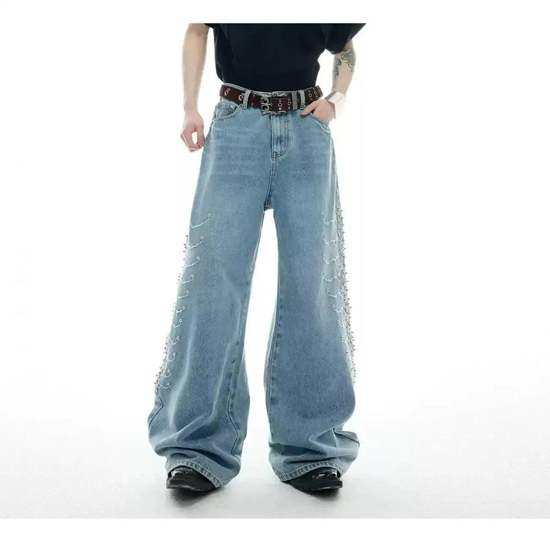 Washed Spine Metal Jeans