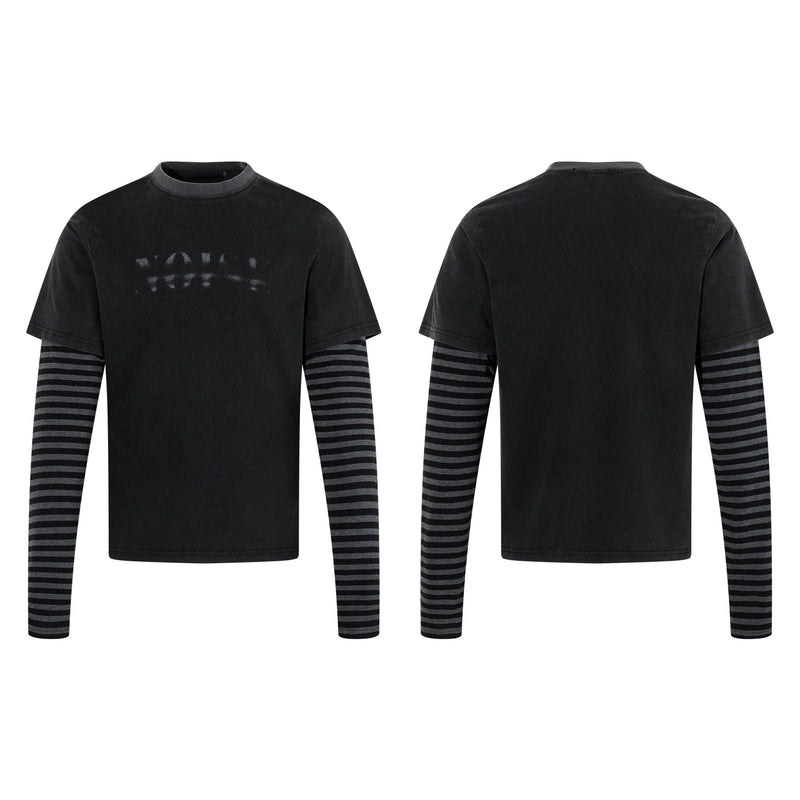 Grunge Layered Striped Long Sleeve T-Shirt