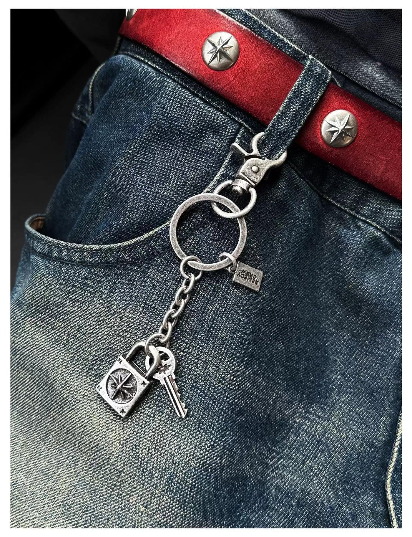 Lock Accessory Detailing Pants Chain