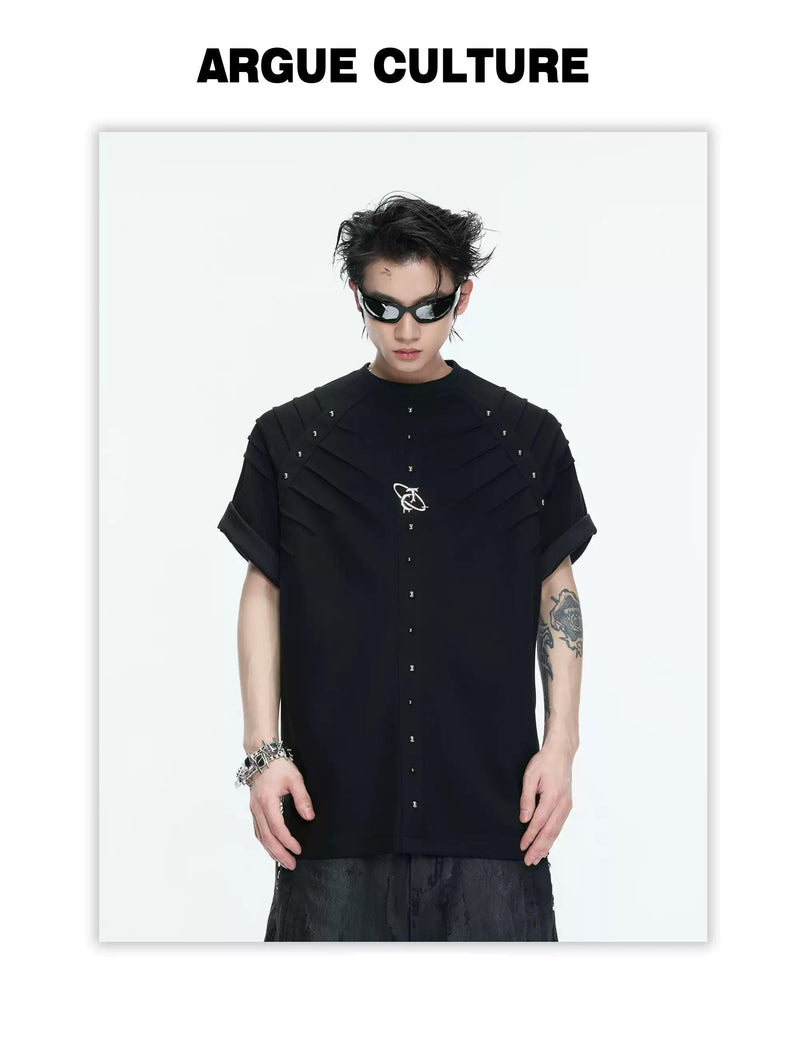 Pleated Riveted Boxy T-Shirt