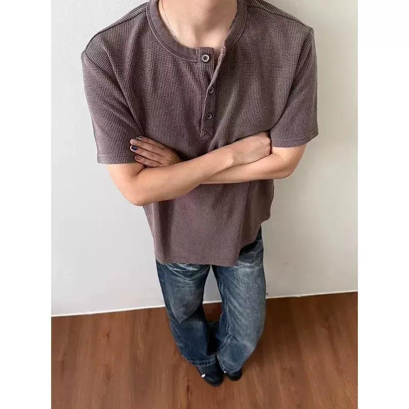 Waffle Textured Henley T-Shirt