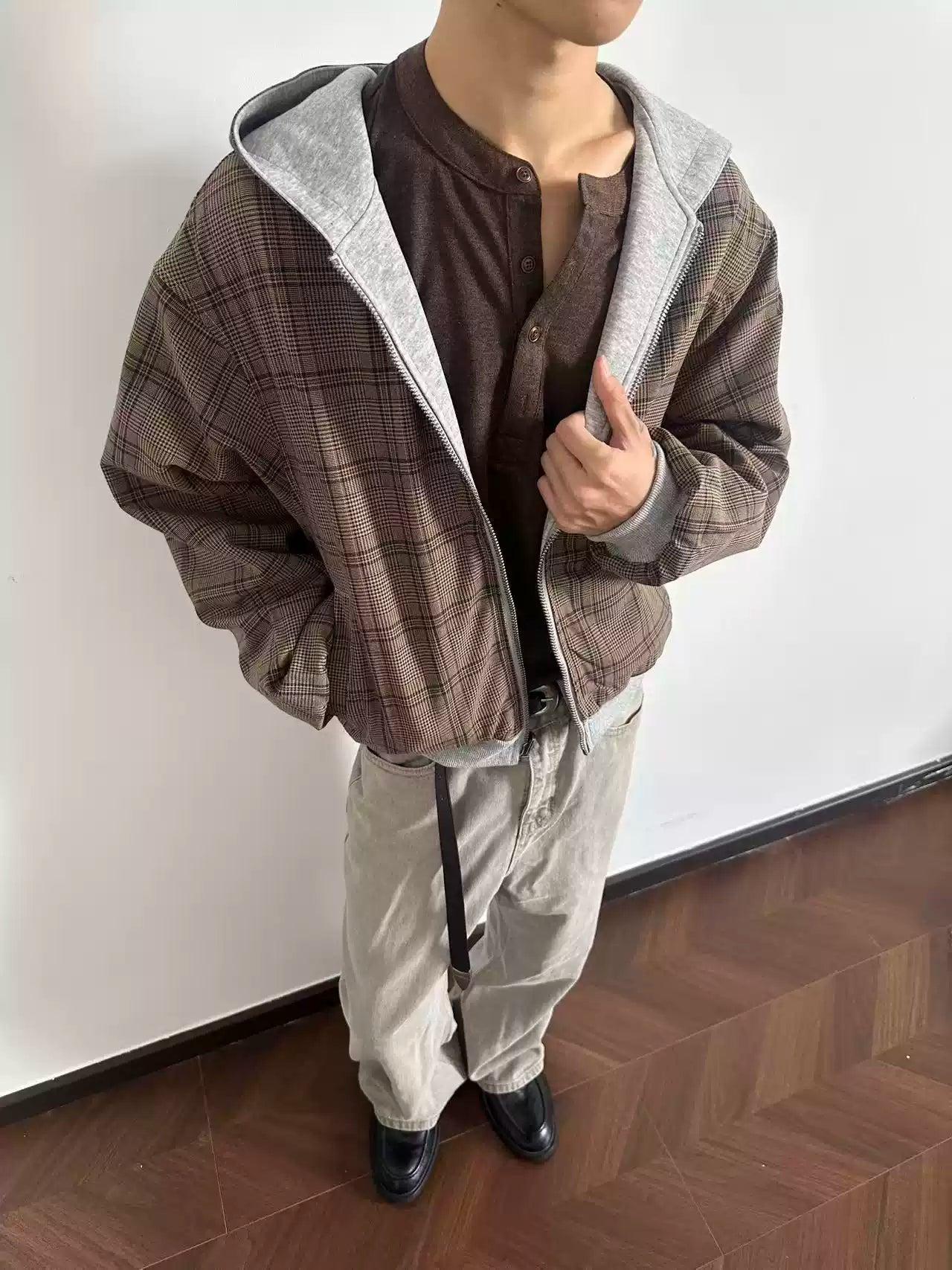 Reversible Plaid Zip-Up Hoodie