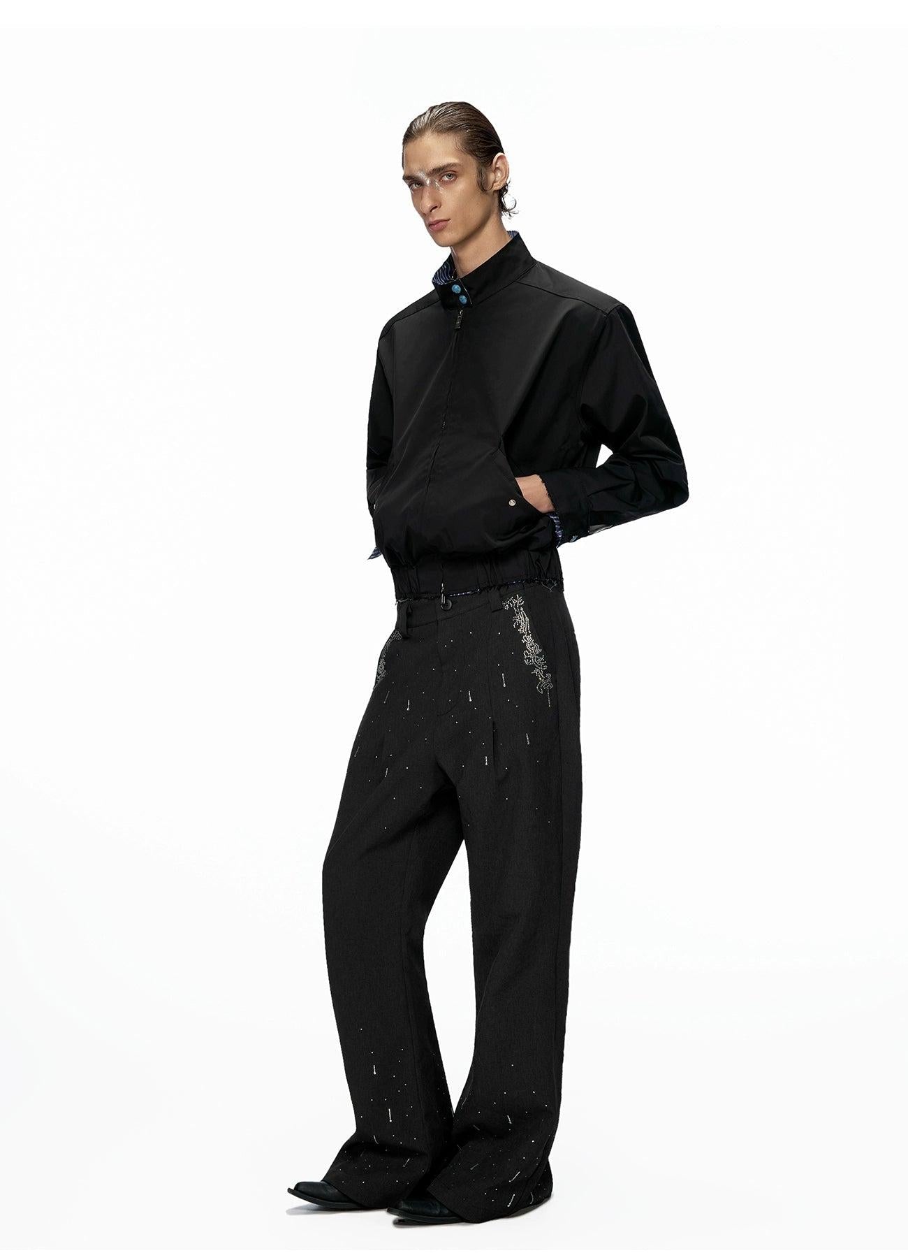 Stand Collar Striped Boxy Jacket