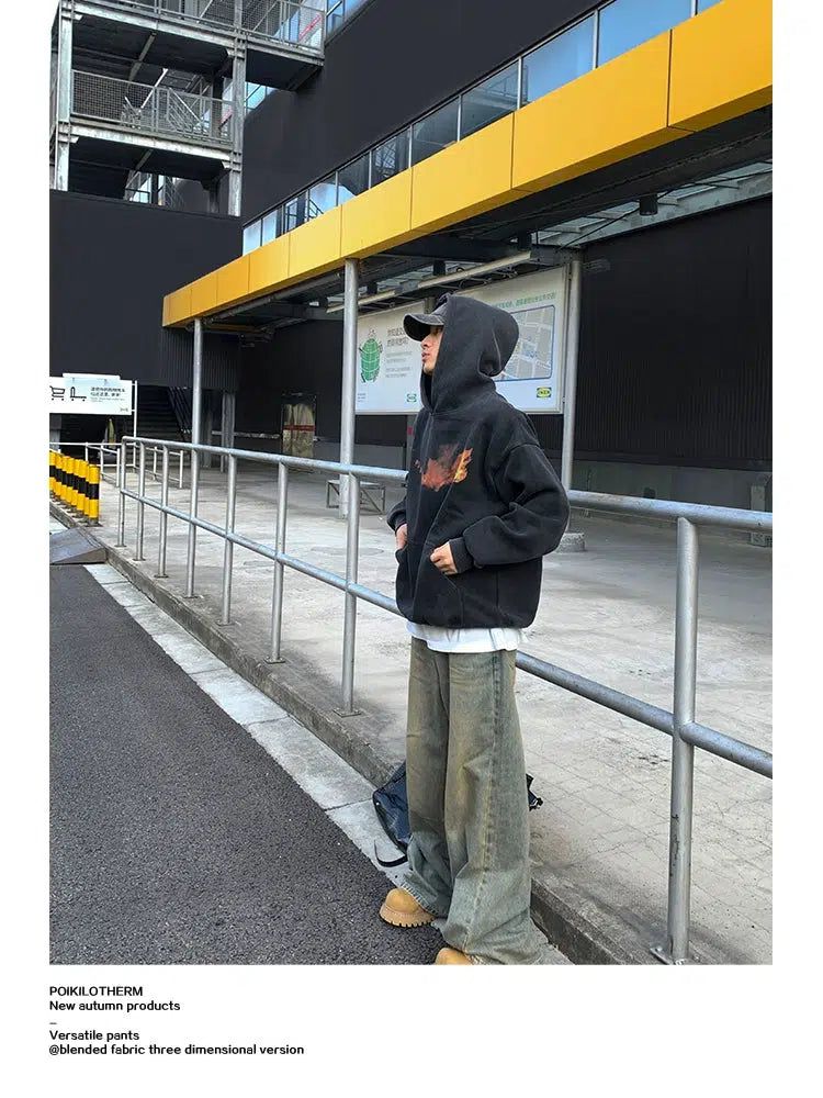 Washed Flame Graphic Hoodie