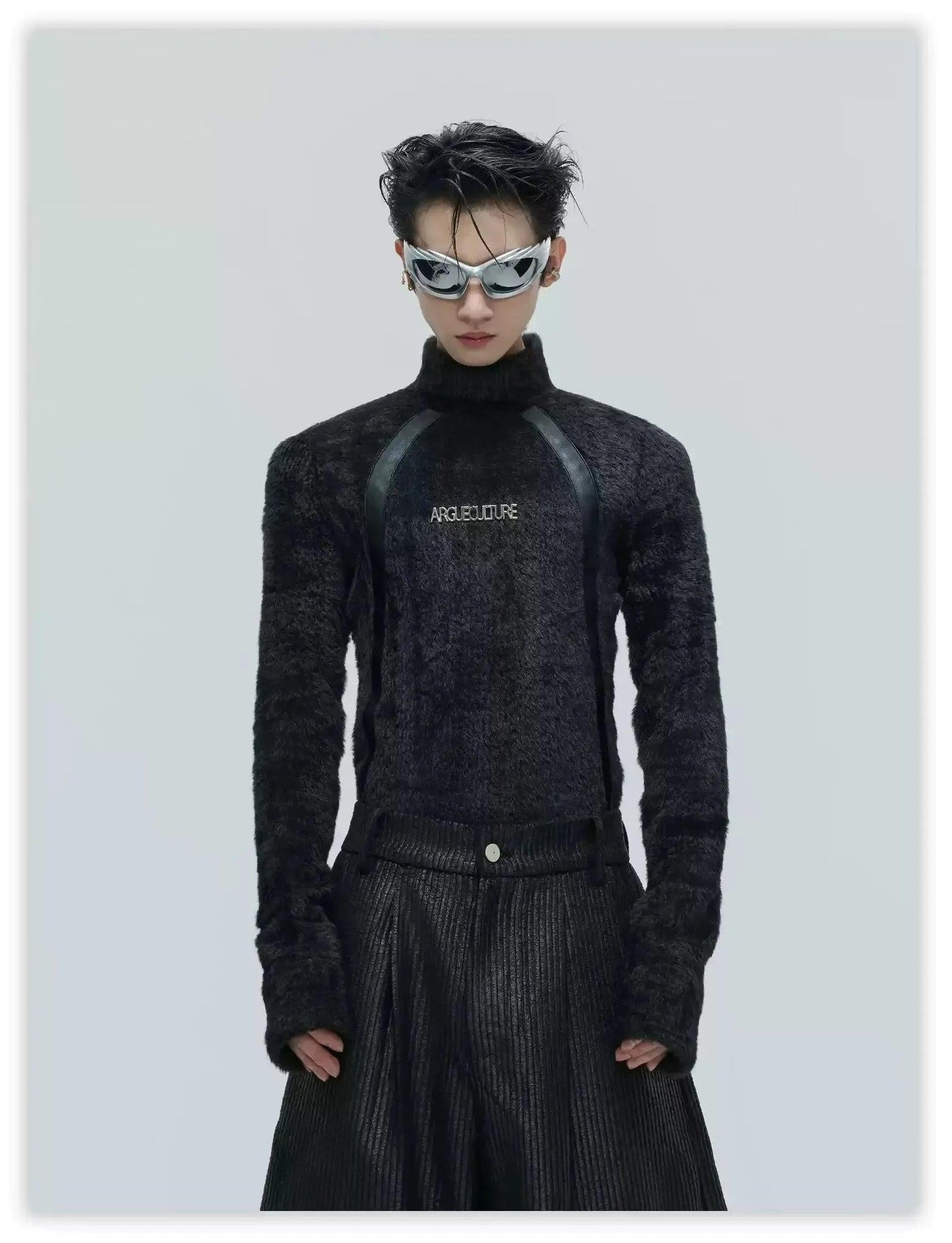 Fur Textured Flipped Logo Crewneck
