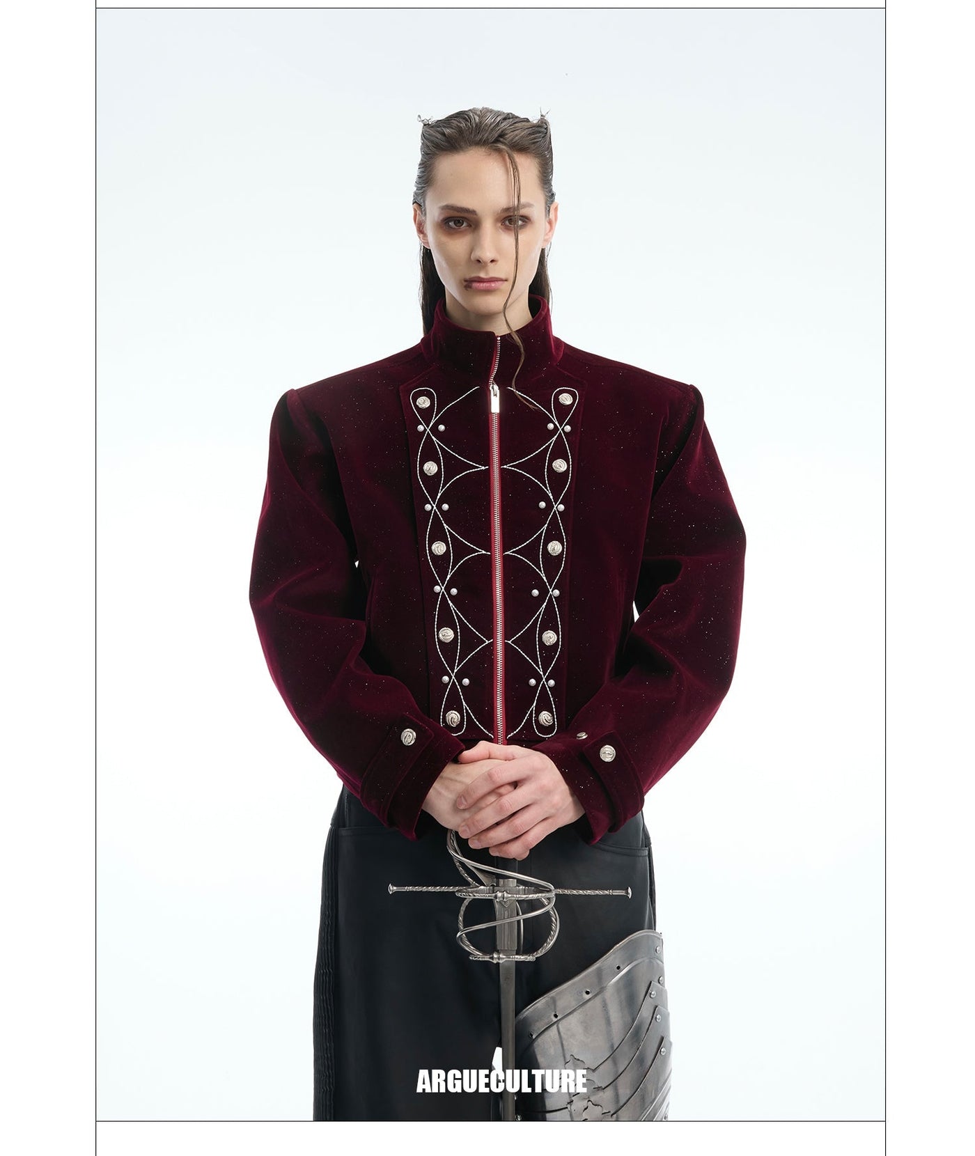 Glitz Logo & Pearl Embroidered Zipped Jacket