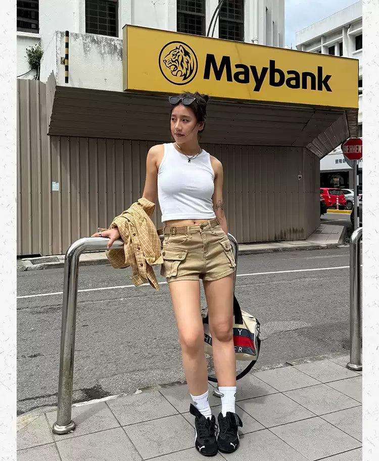 Cargo Style Denim Shorts