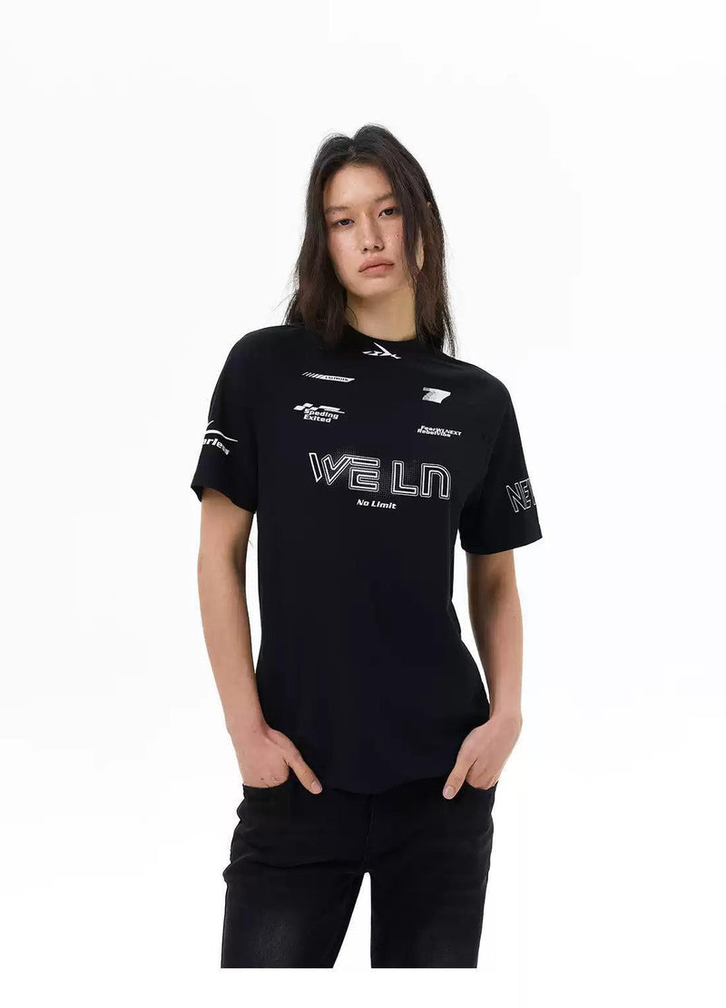 Logo Print Racing Style T-Shirt
