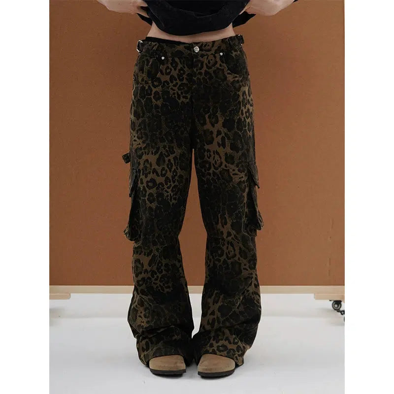 Leopard Casual Cargo Pants