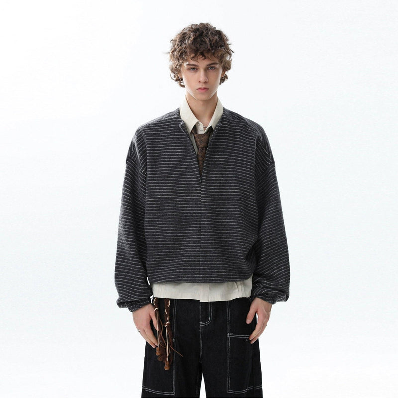 Thin Striped Clean Fit Half-Zip