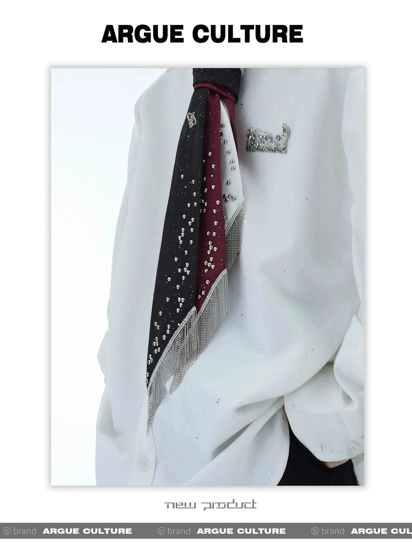 Metal Stud Tassel Tie