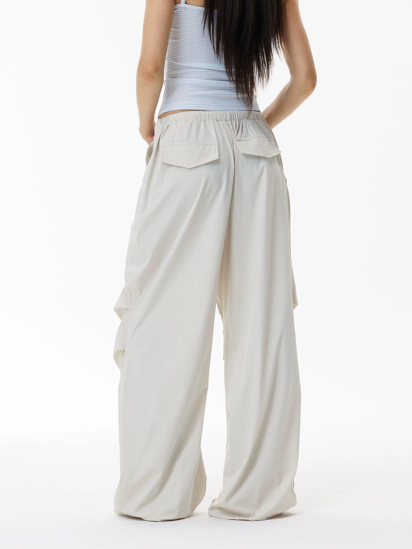Drawstring Pleated Parachute Pants