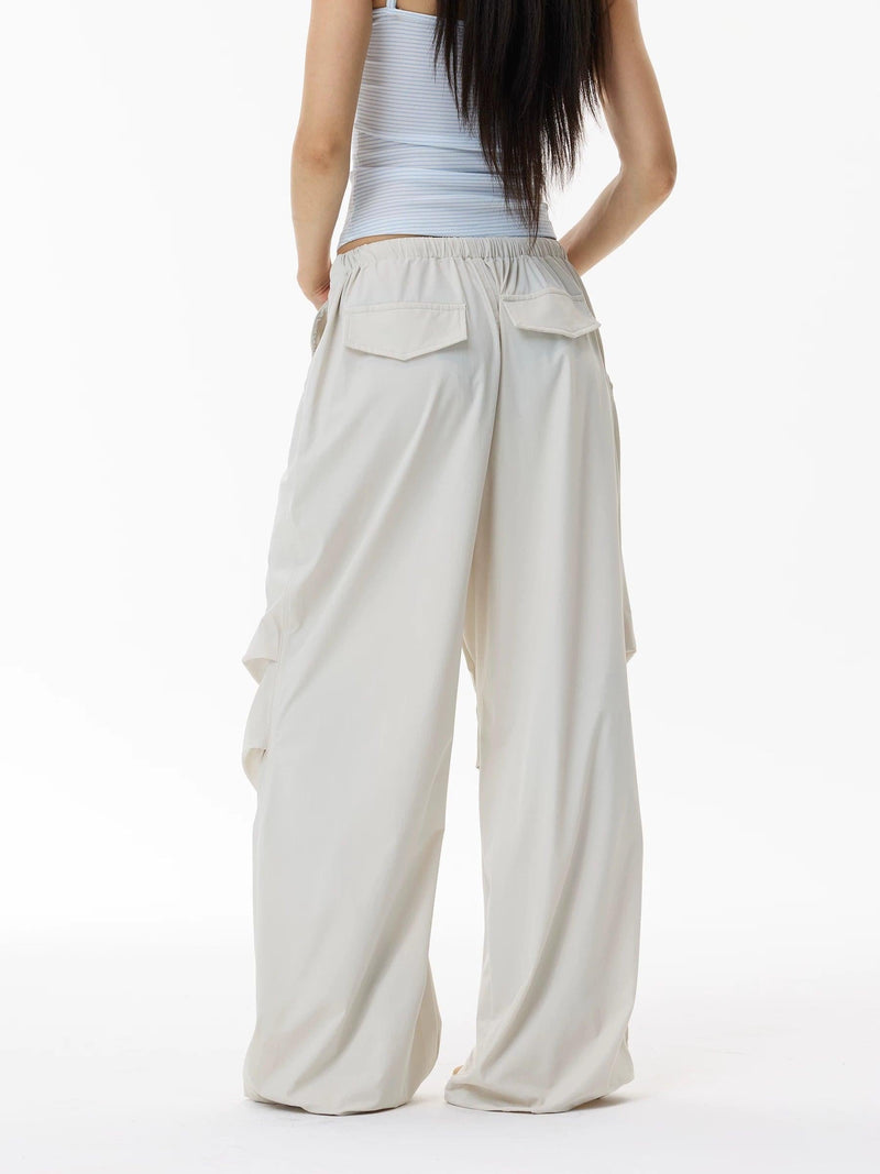 Drawstring Pleated Parachute Pants
