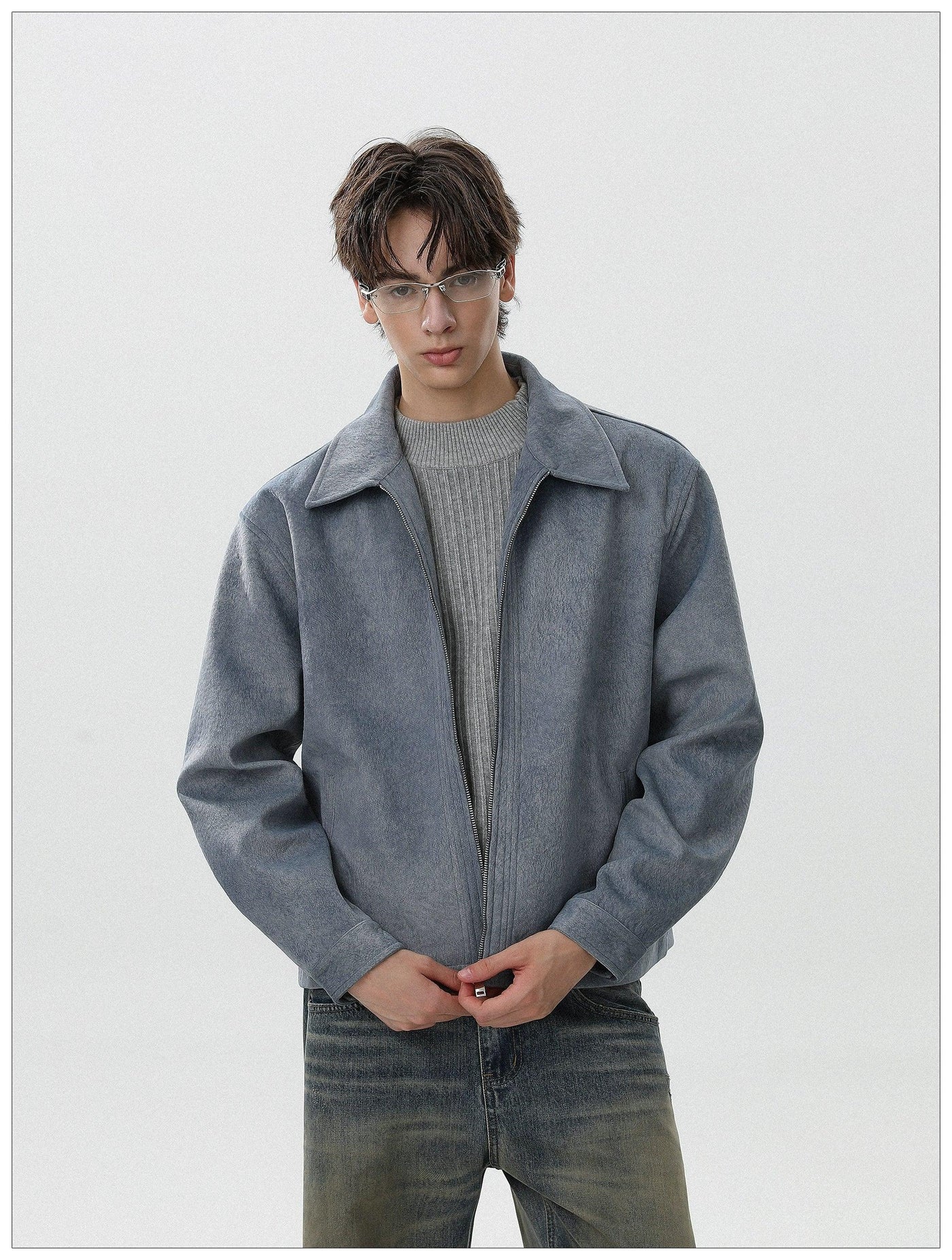 Brushed Textured Zip-Up Jacket