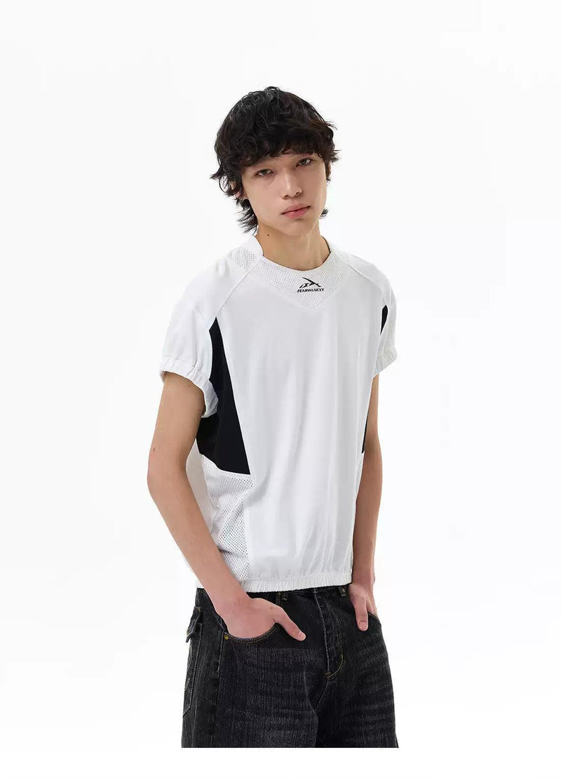 Ruched Hem Spliced Panel T-Shirt