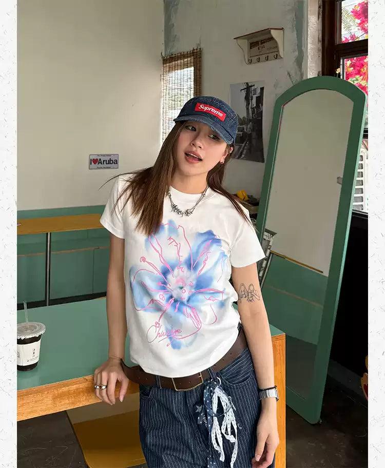 Layered Flower Casual T-Shirt