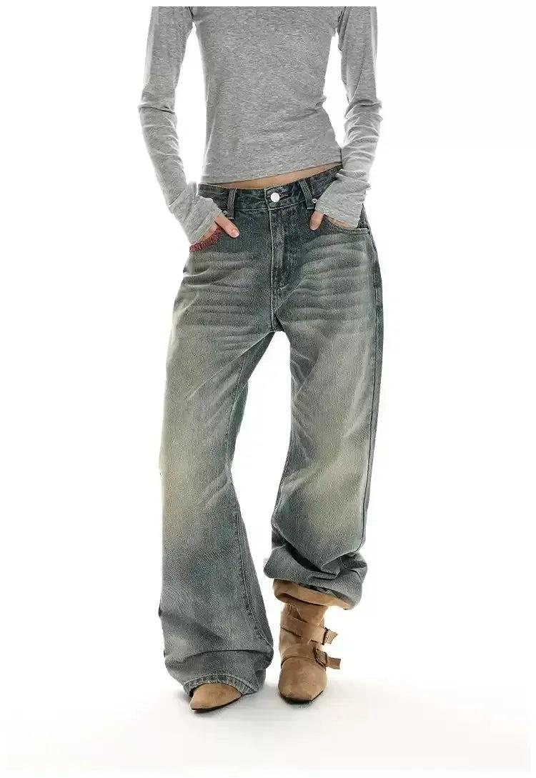 Whiskers Faded Straight Jeans