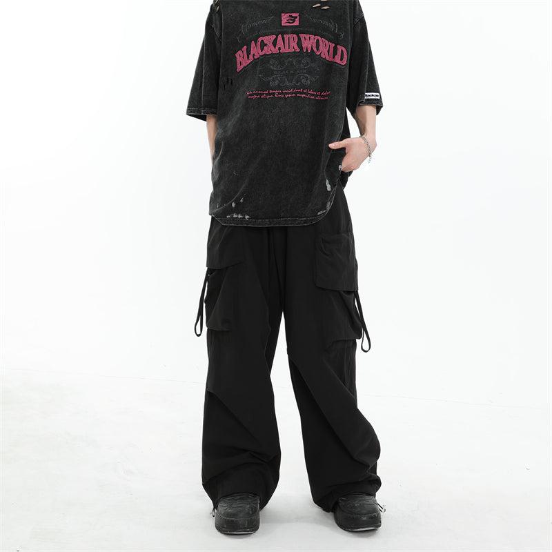 Multi-Pocket Pleated Parachute Pants
