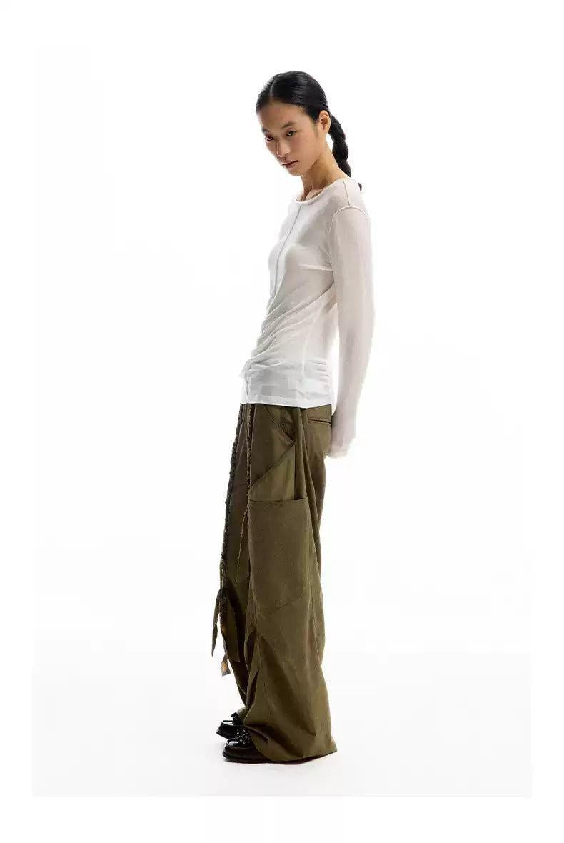 Decorated Drawstrings Cargo Pants