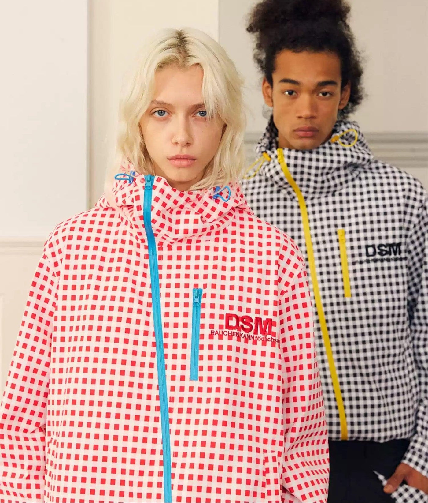 Checkered Side Zipped Jacket