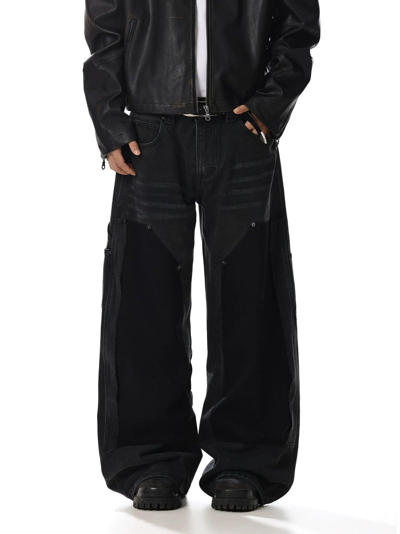 Studded Washed Wide Leg Jeans