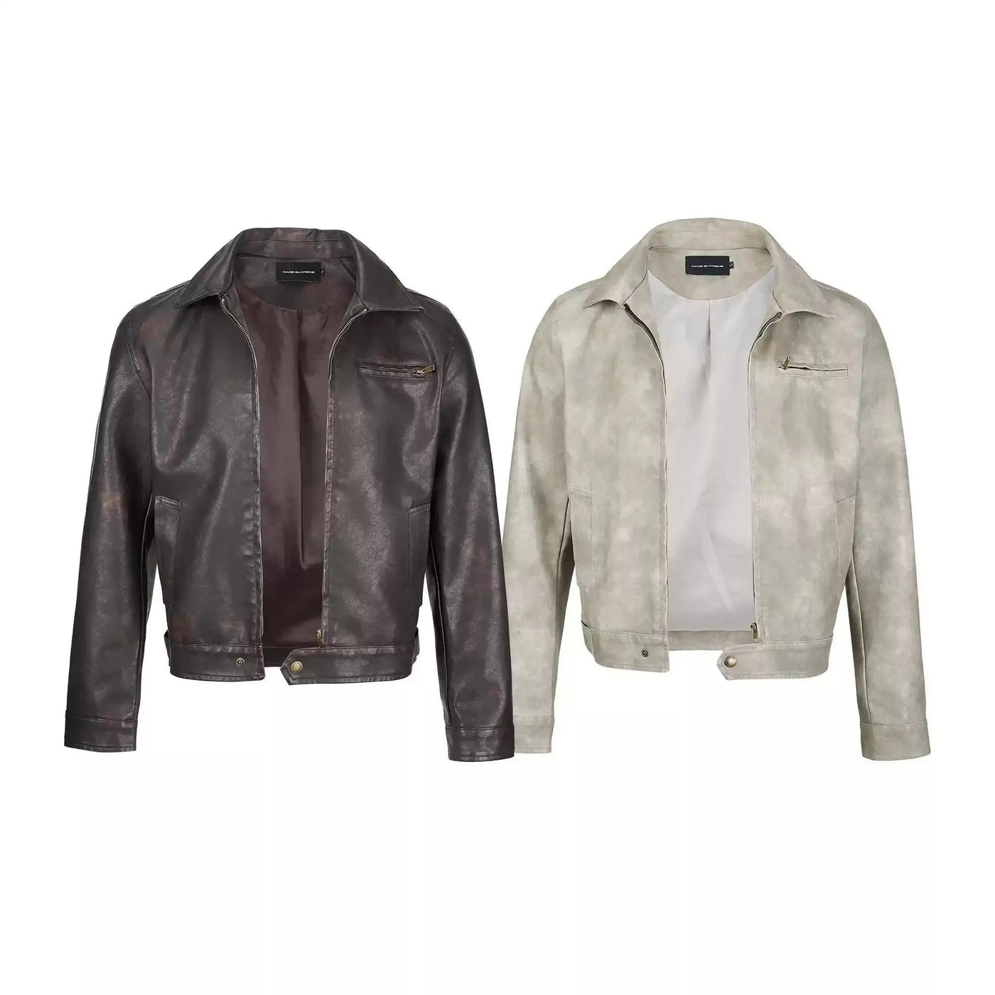 Plain Color Faux Leather Jacket