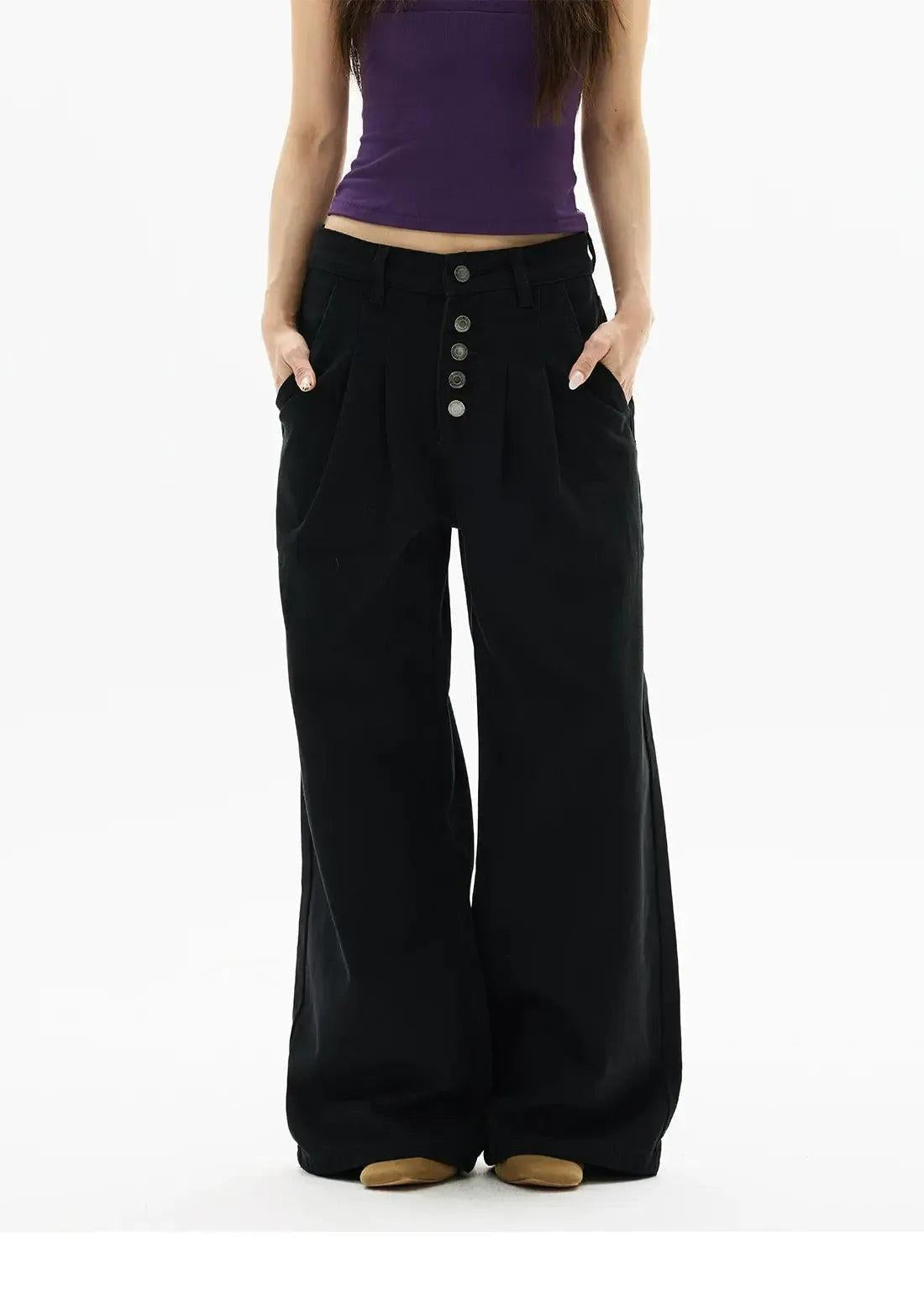 Contrast Outlined Buttoned Jeans