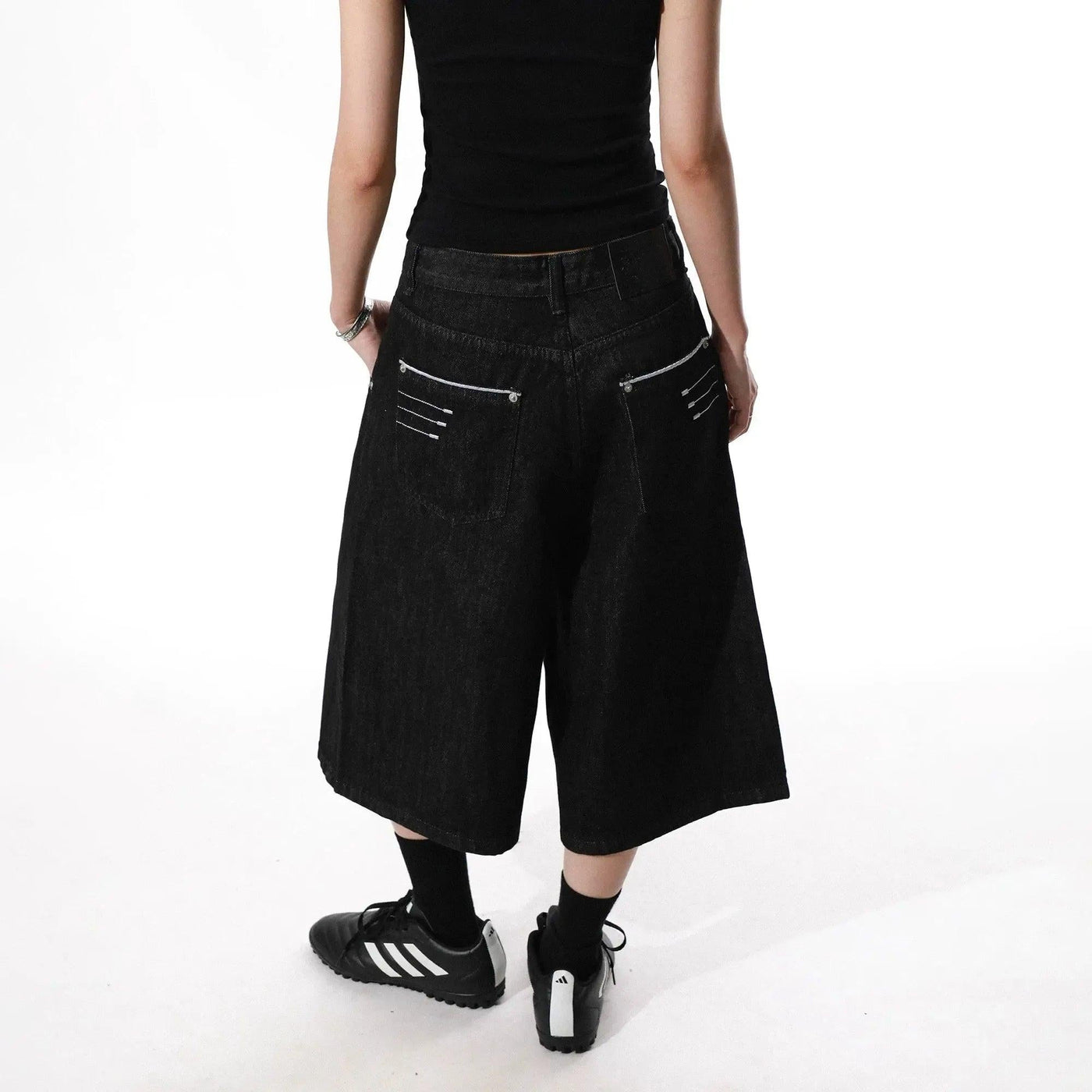 Retro Wide Leg Denim Shorts