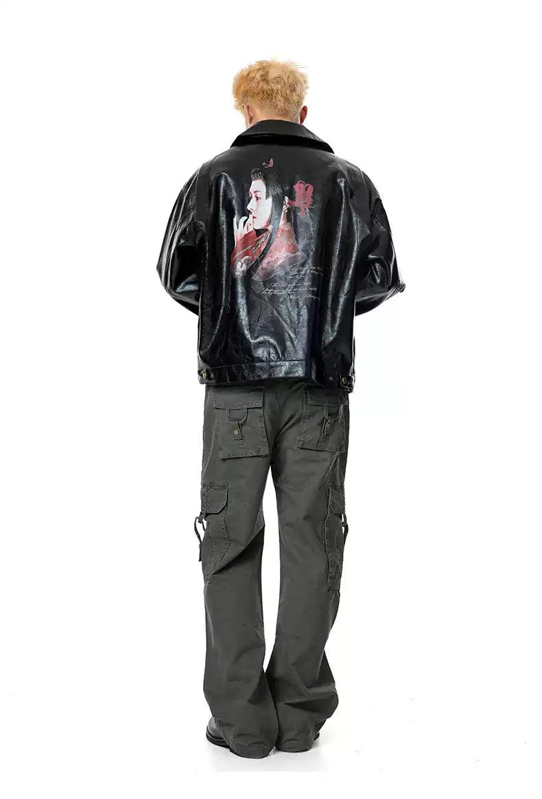 Painted Japanese PU Leather Jacket