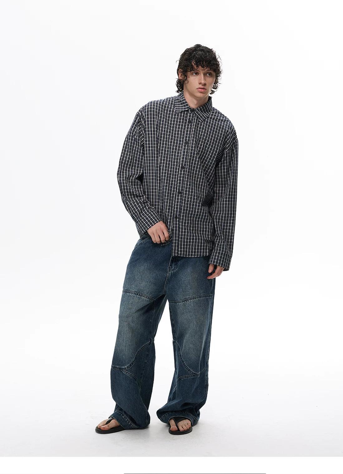 Washed Multi Seam Detail Jeans