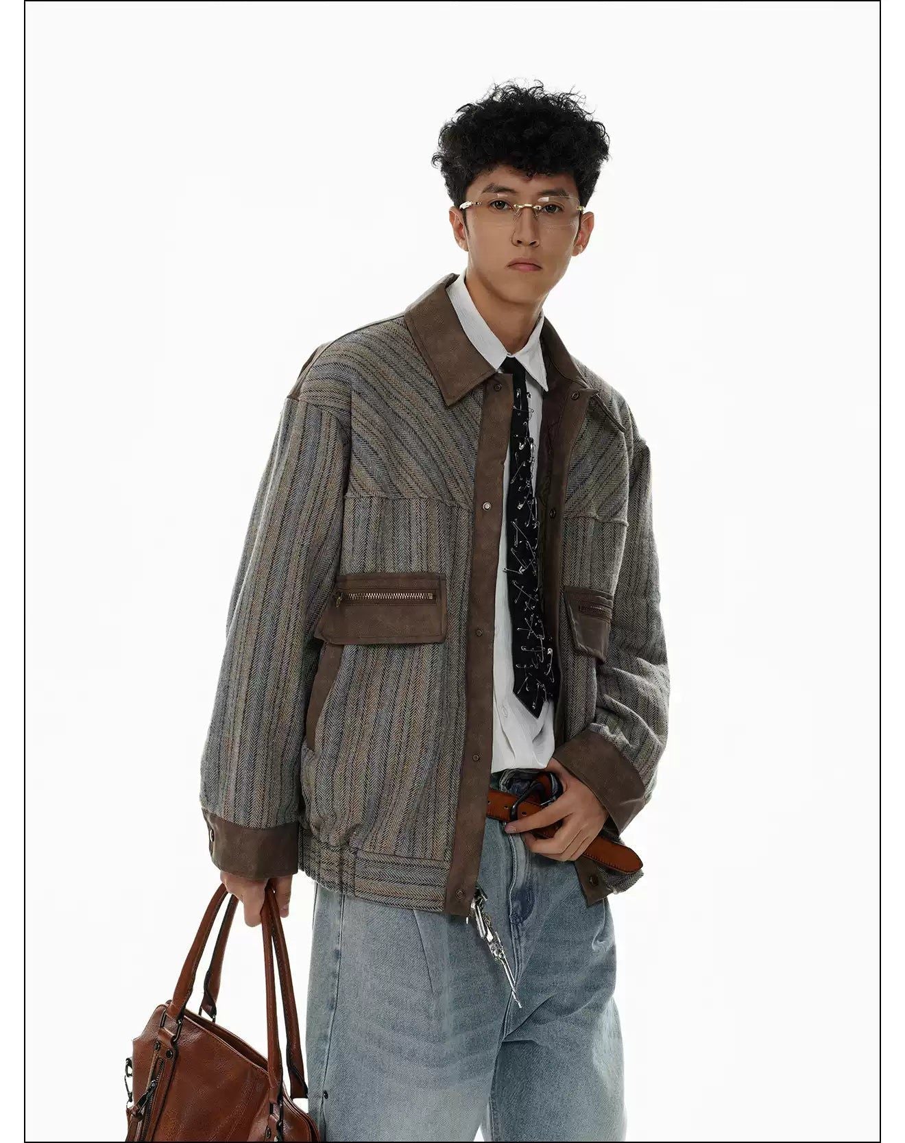 Contrast Spliced Stripe Jacket