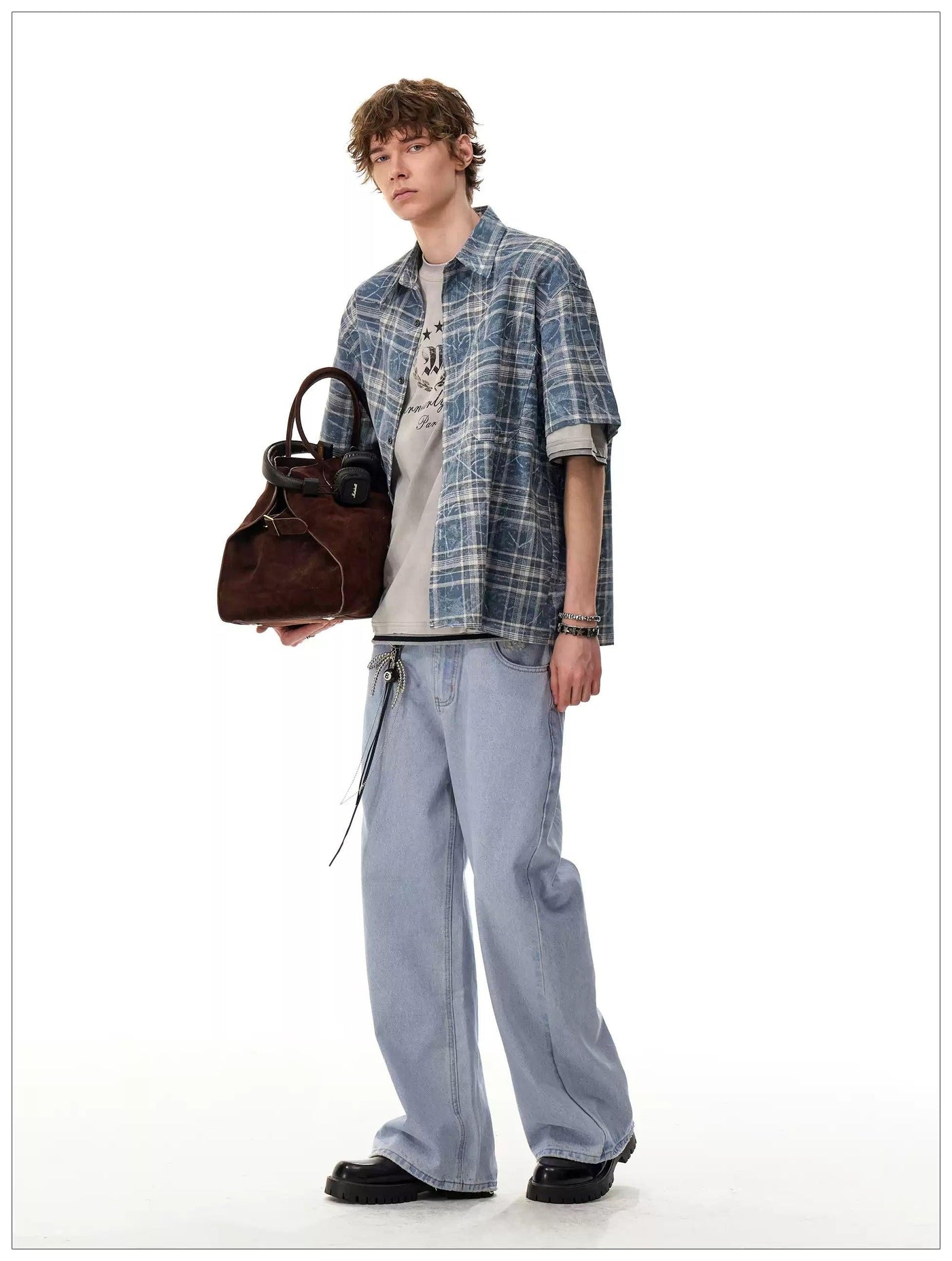 Abstract Lines Checkered Shirt
