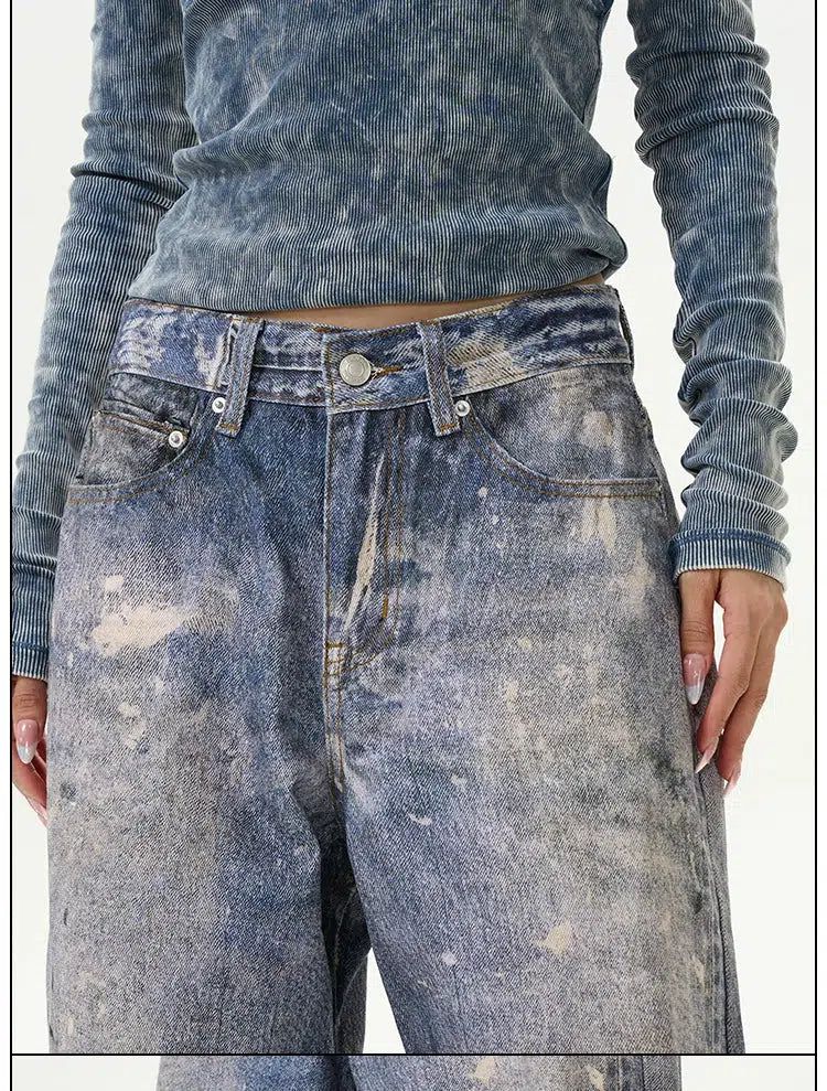 Paint Stained Wide Jeans